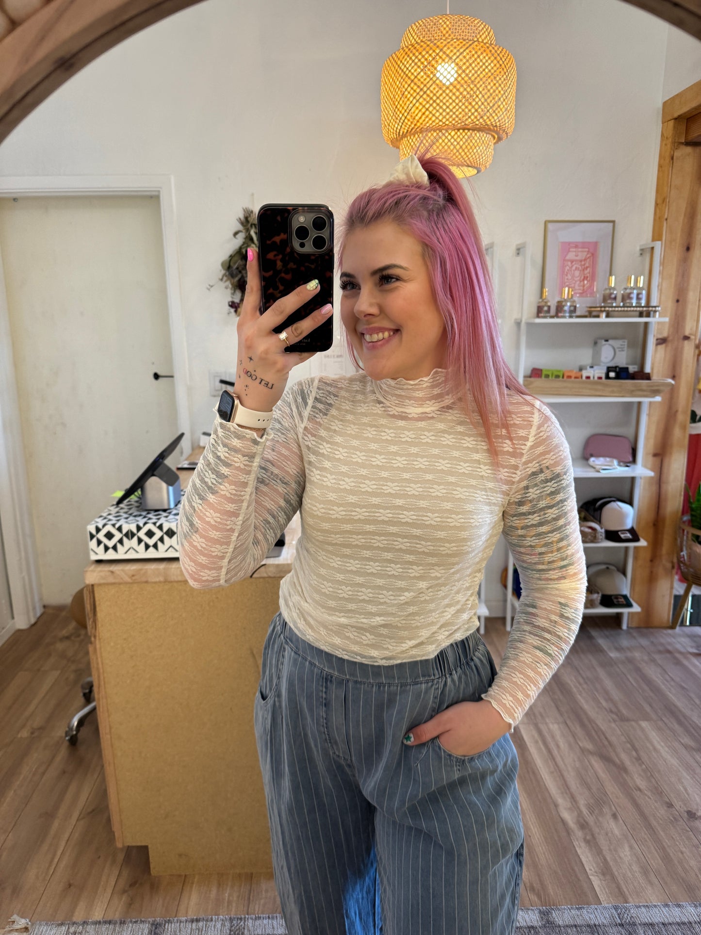 Daisy Floral Mesh Long Sleeve