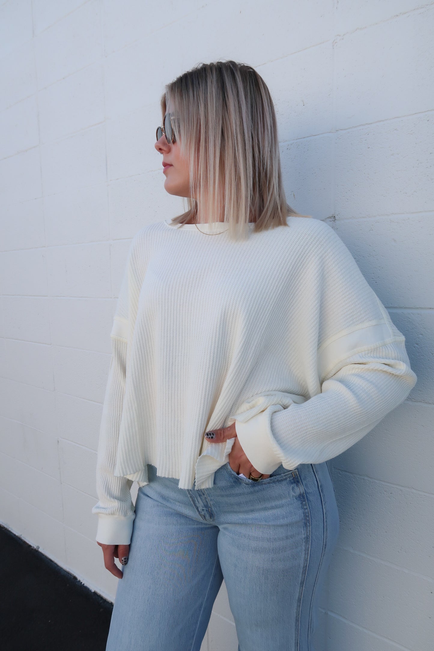 Open Back Oversized Waffle Knit (multiple colors)