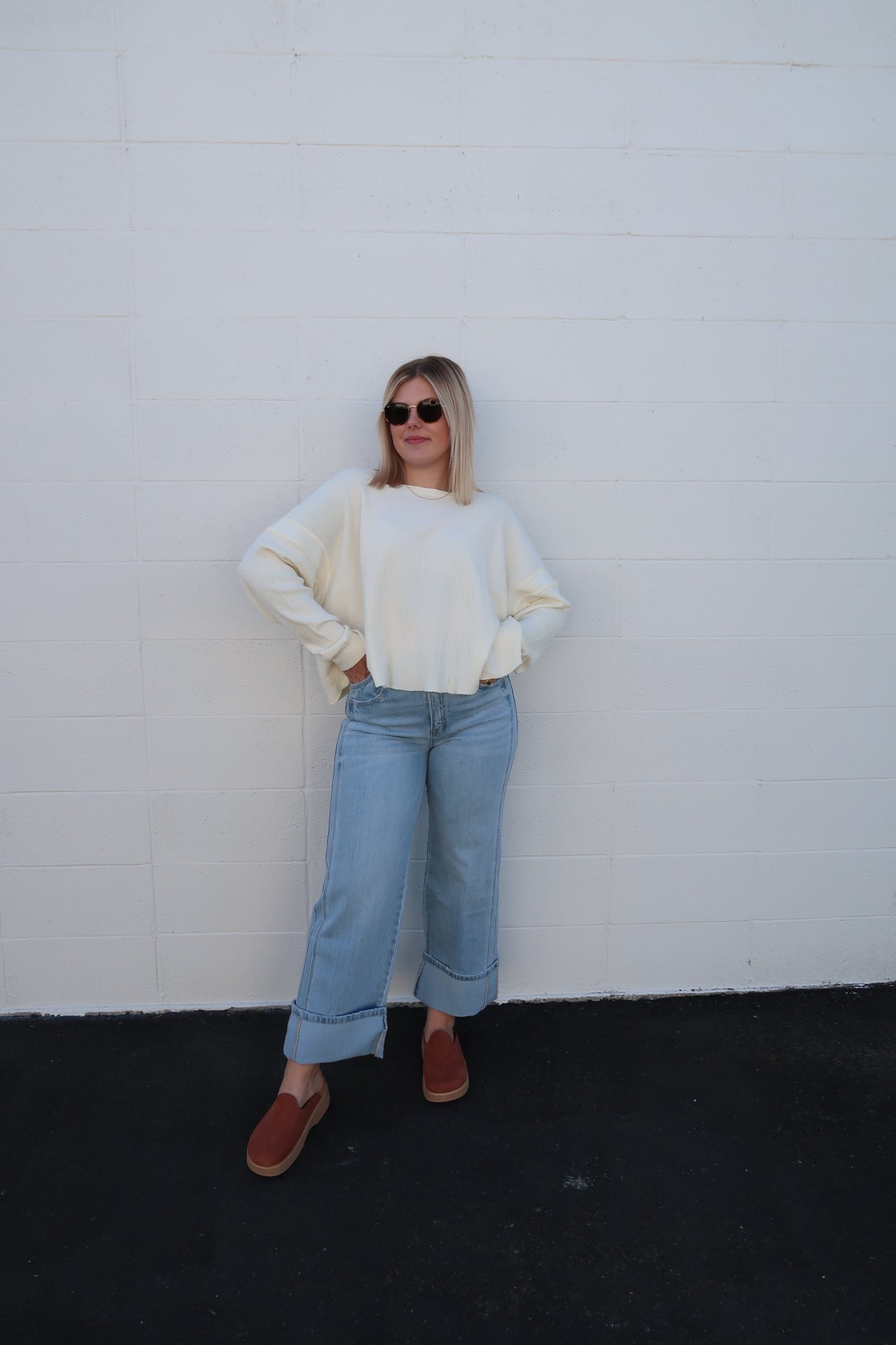 Open Back Oversized Waffle Knit (multiple colors)