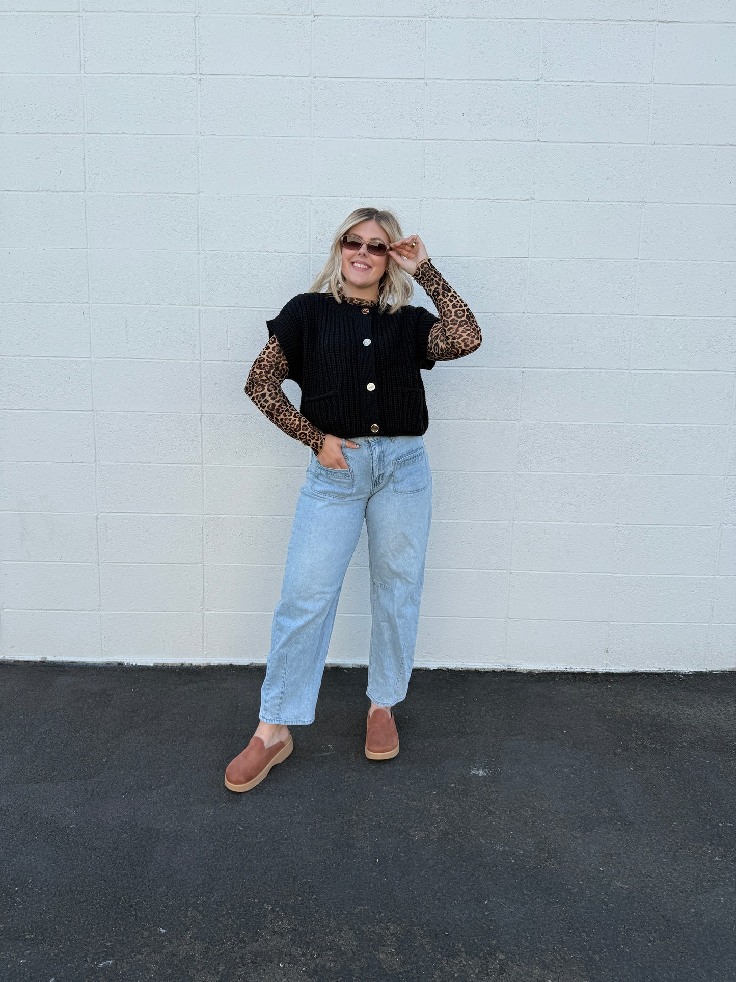 Button Down Knit Sweater Top