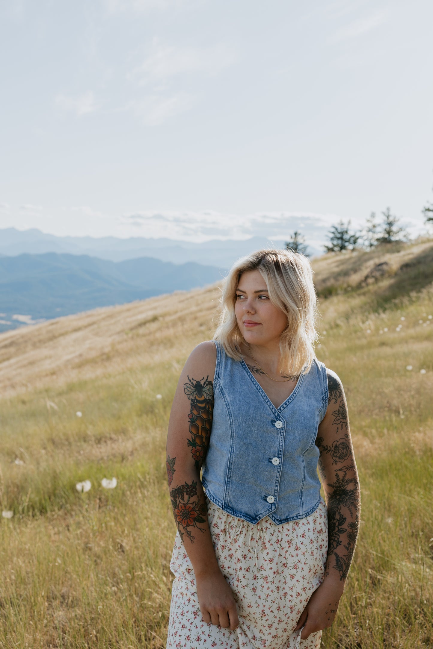 Button Up Light Denim Vest