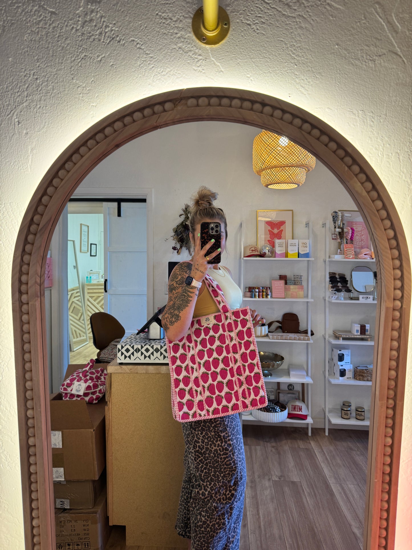 Strawberry Fields Quilted Tote Bag