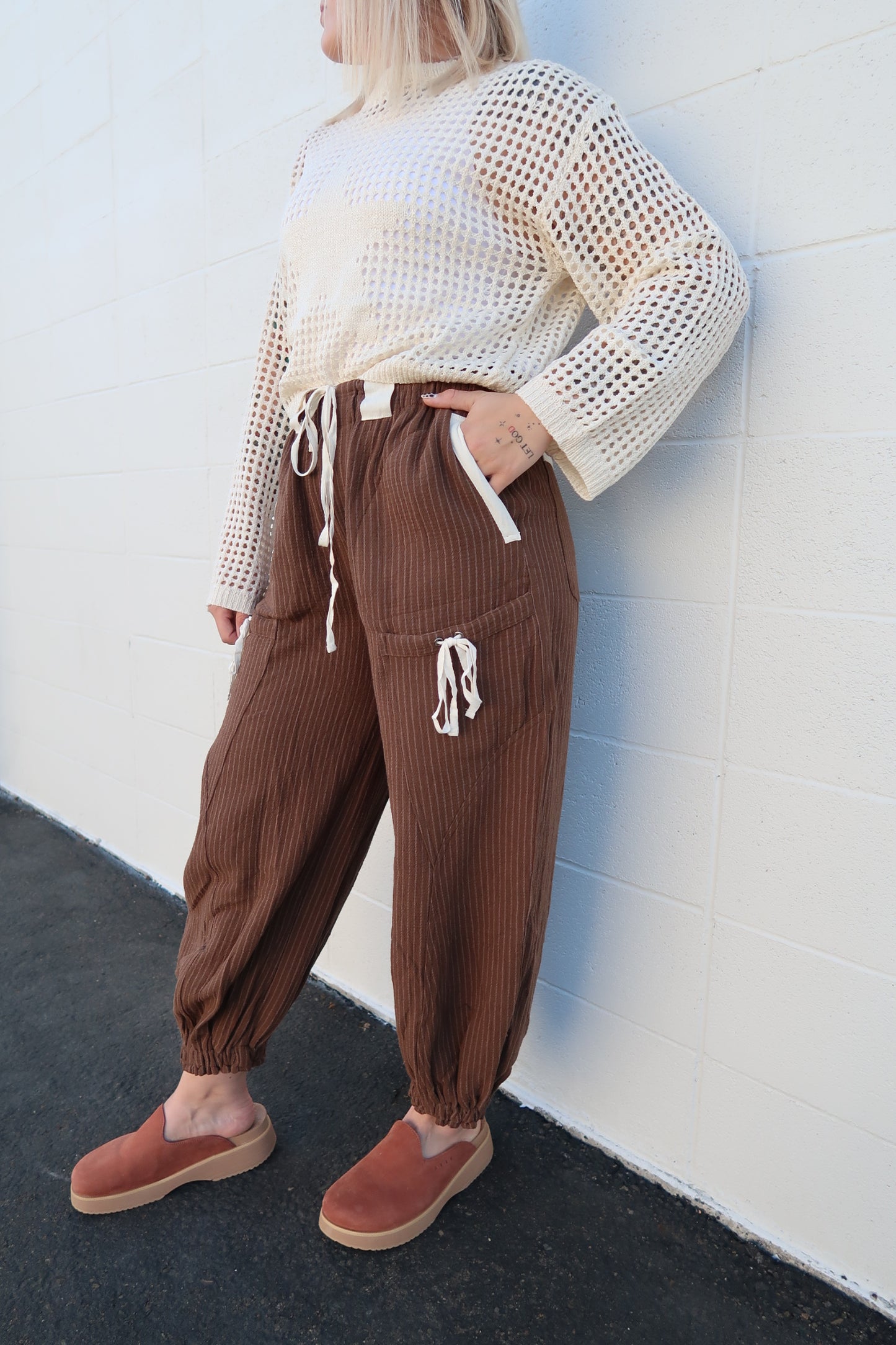Striped Drawstring Jogger Pants