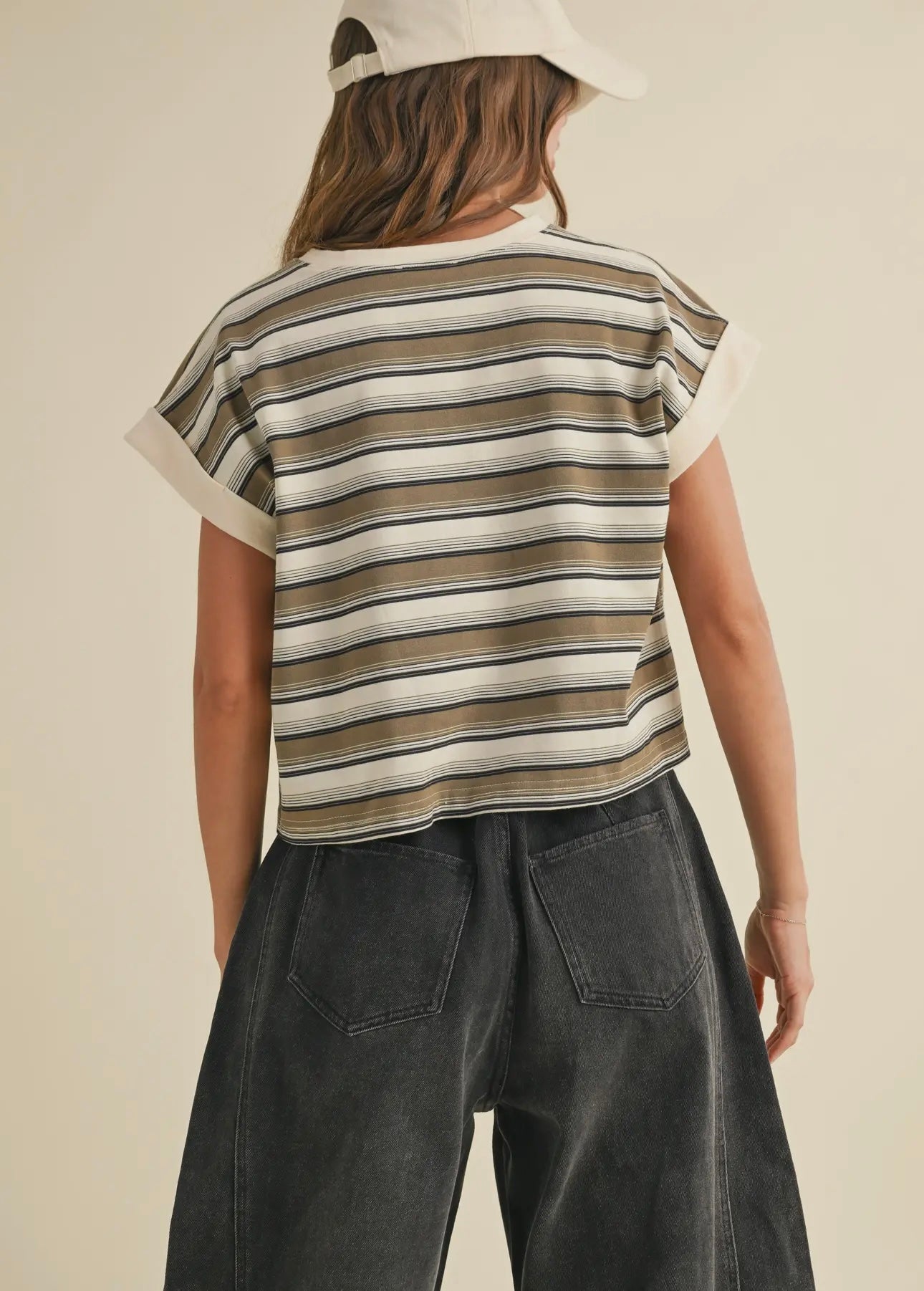 Multi-Stripe Cropped Box Tee