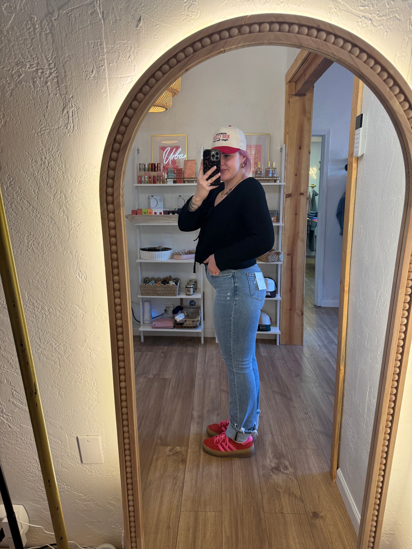Mid Rise Cuffed Straight Leg Jeans