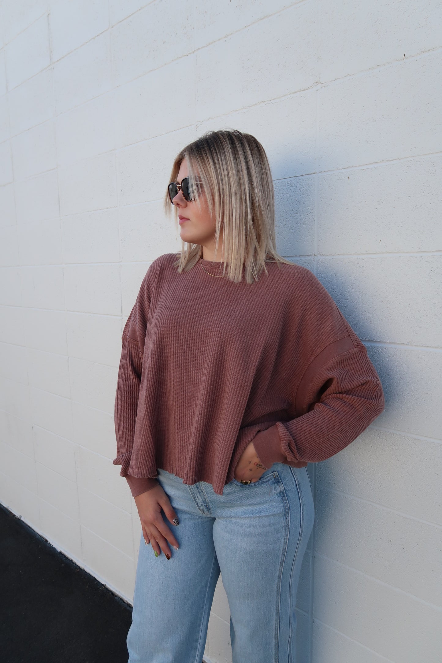 Open Back Oversized Waffle Knit (multiple colors)