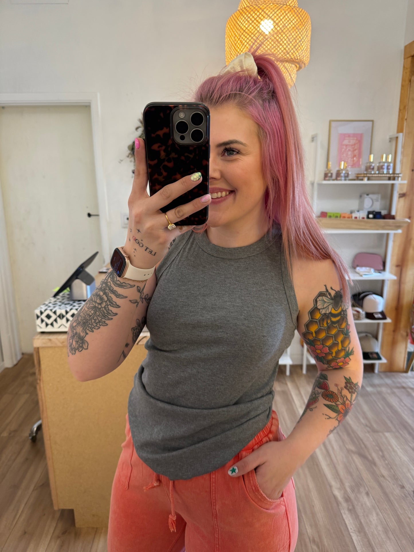 High Neck Ribbed Tank (Multiple Colors)