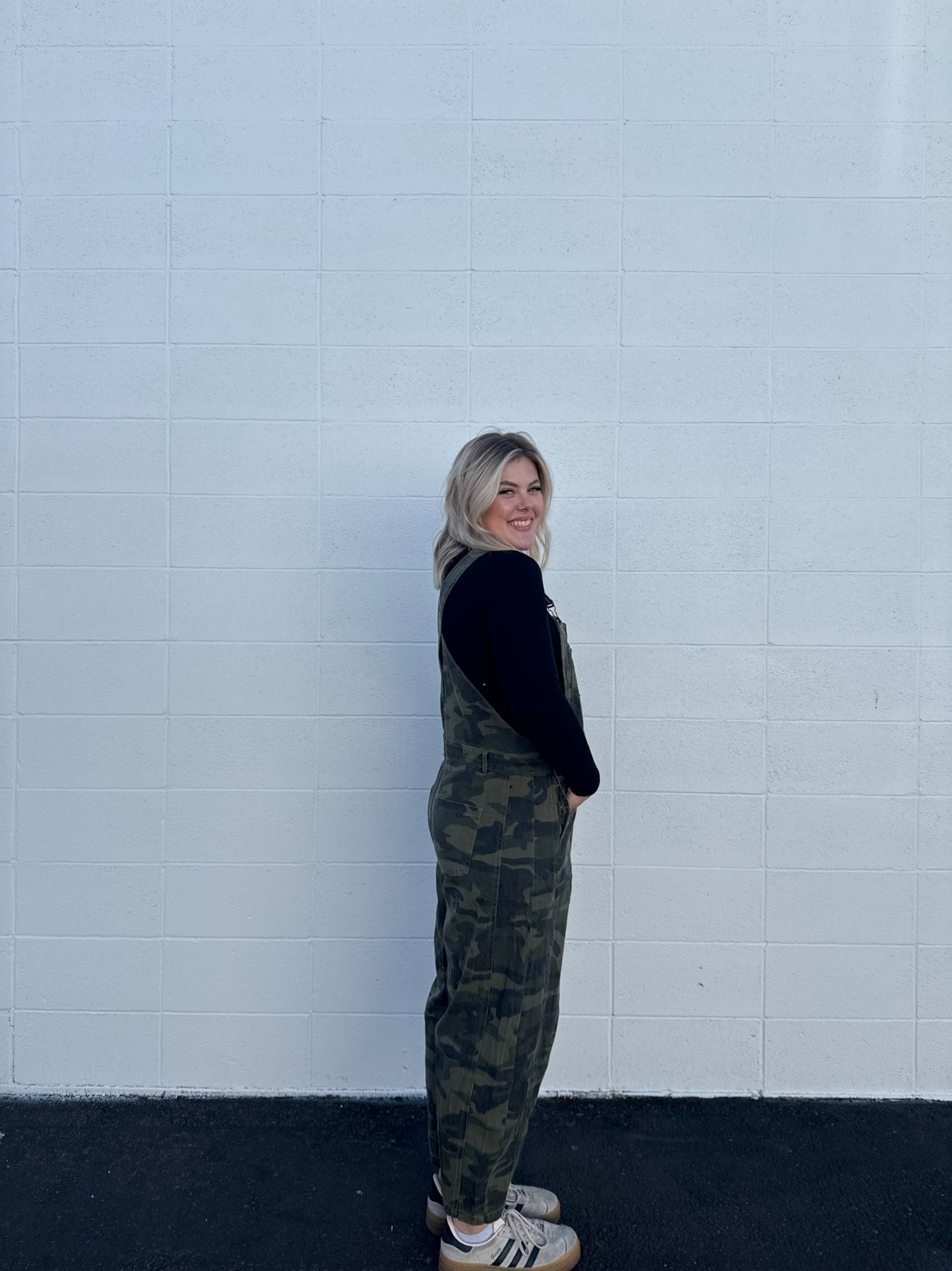 Washed Camo Barrel Overalls