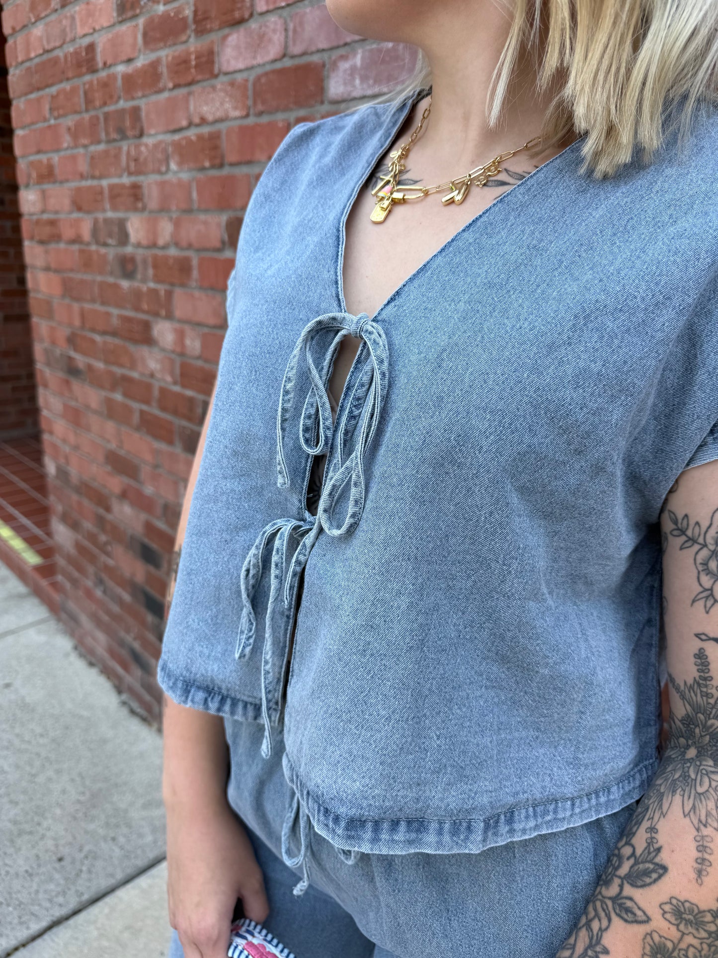 Denim Daze Tie Top