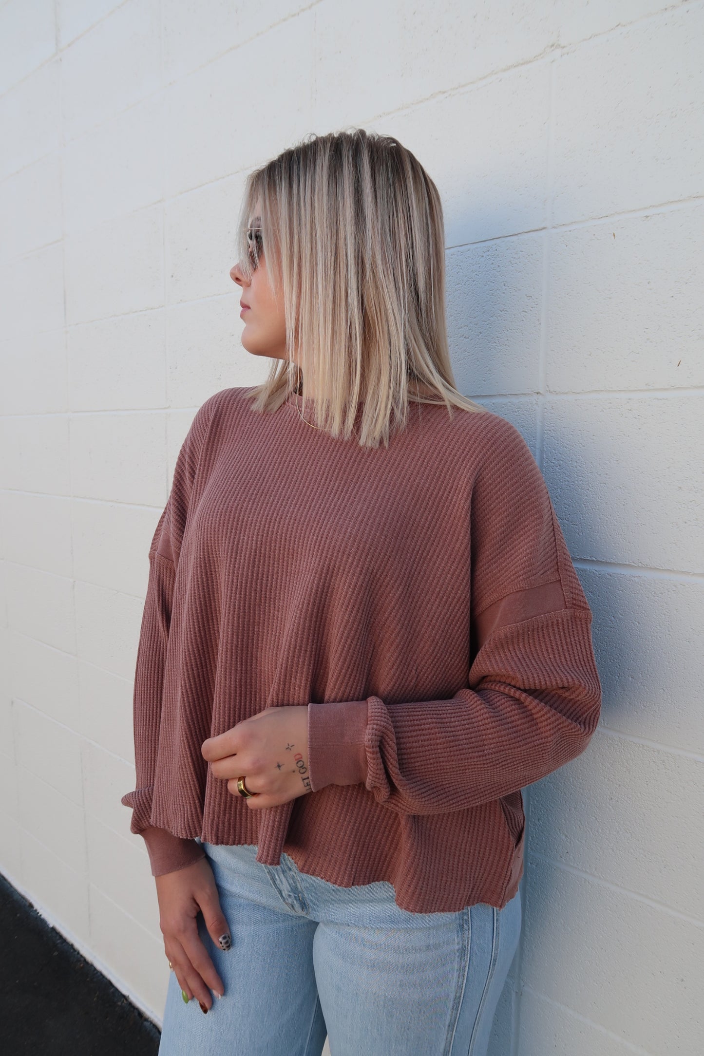 Open Back Oversized Waffle Knit (multiple colors)