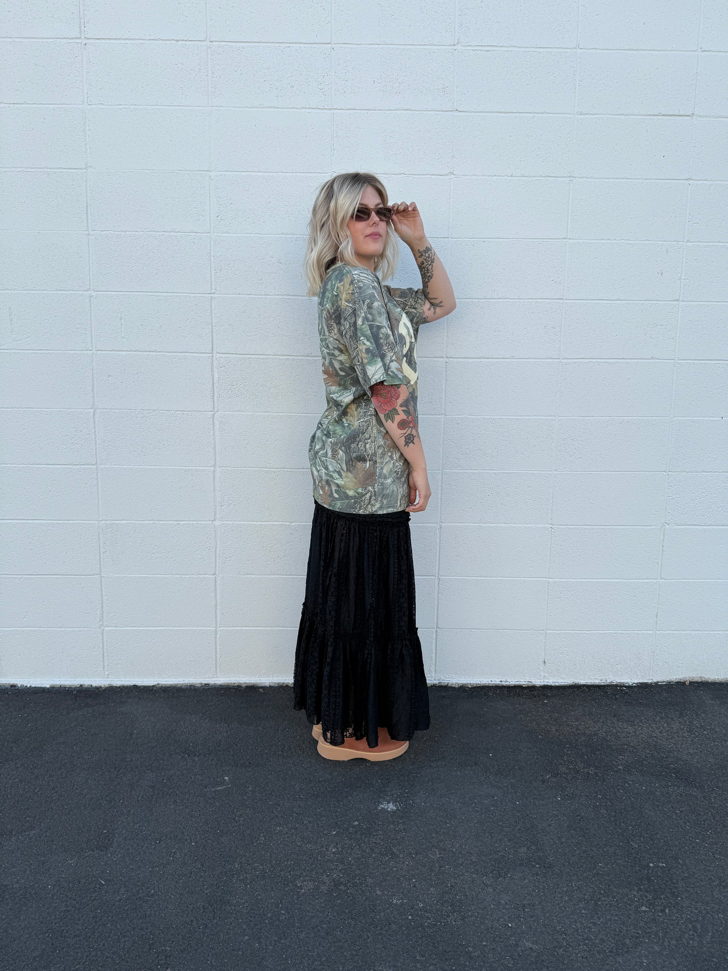 Black Tiered Lace Skirt