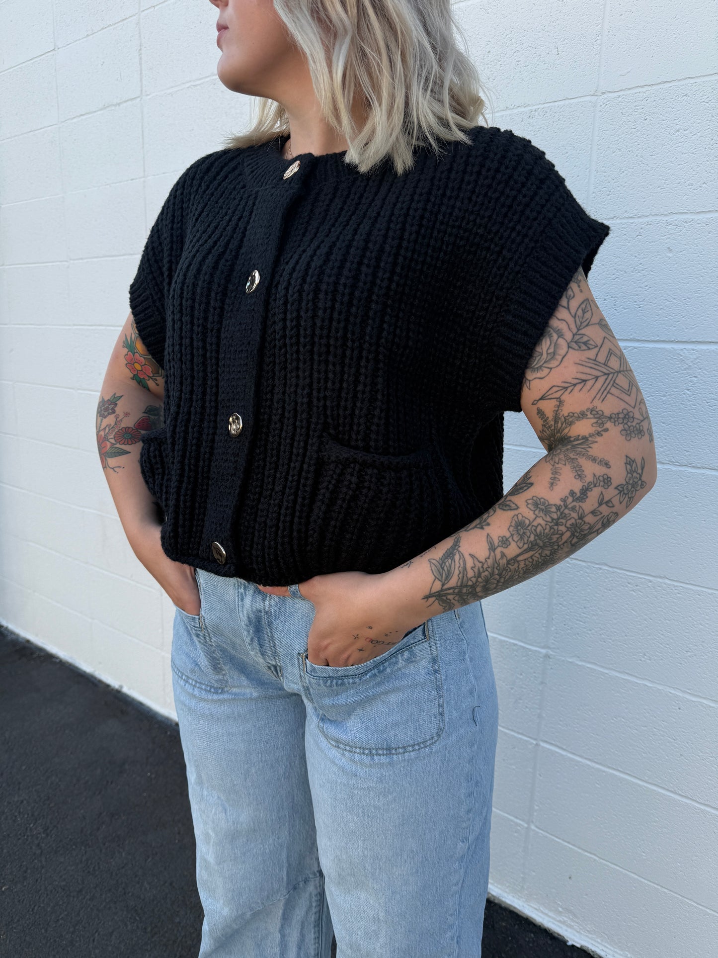 Button Down Knit Sweater Top