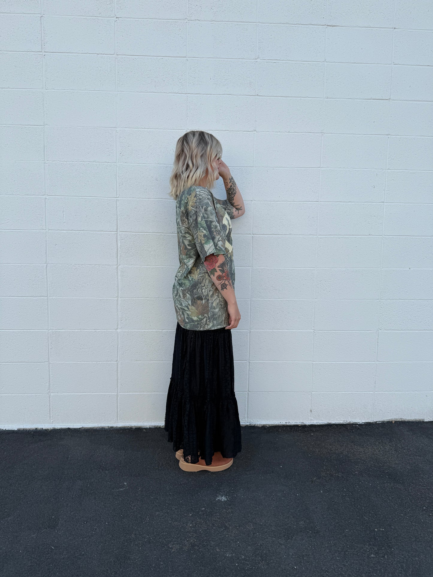 Black Tiered Lace Skirt