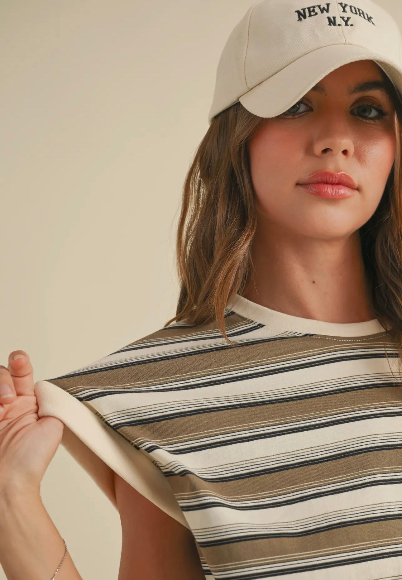 Multi-Stripe Cropped Box Tee