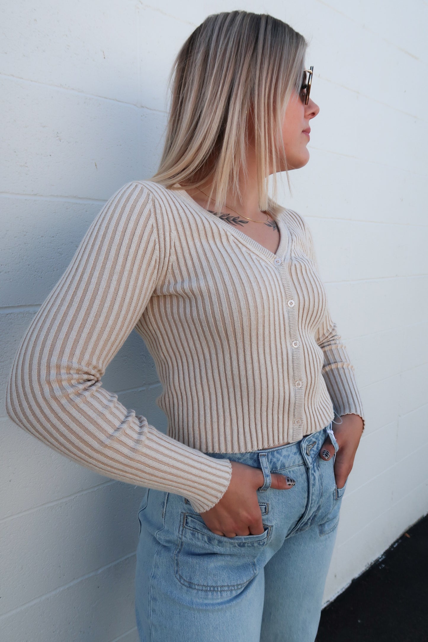 Ribbed Button up Cardigan