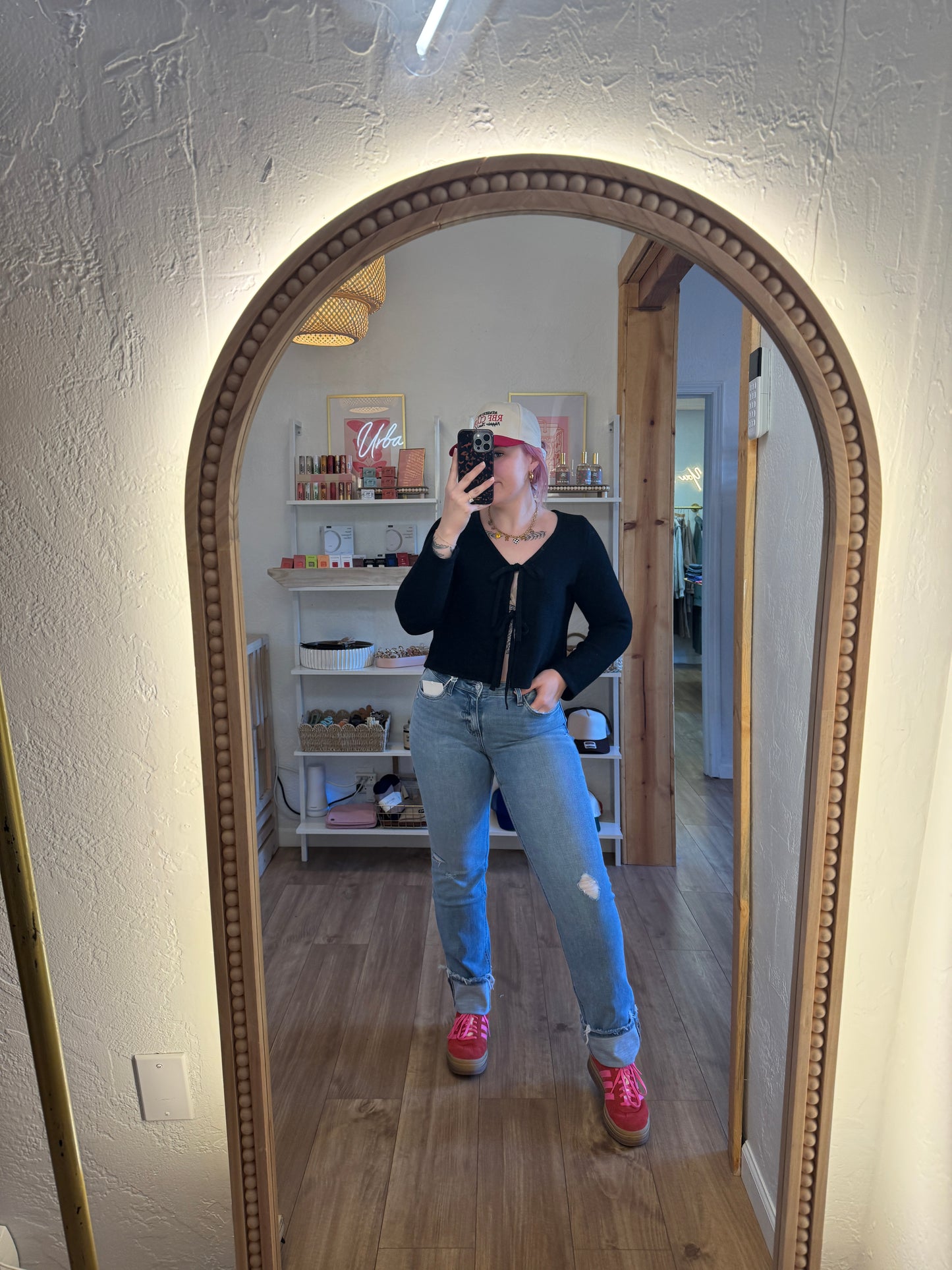 Mid Rise Cuffed Straight Leg Jeans