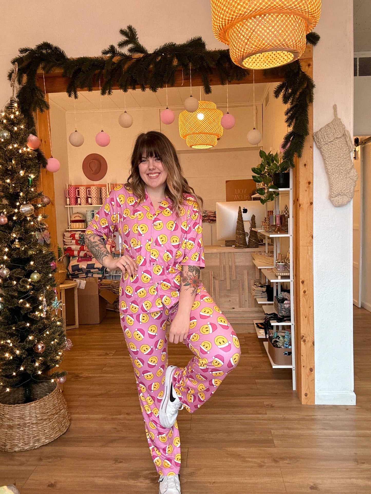 Smiley Santa Hat Pajama Set