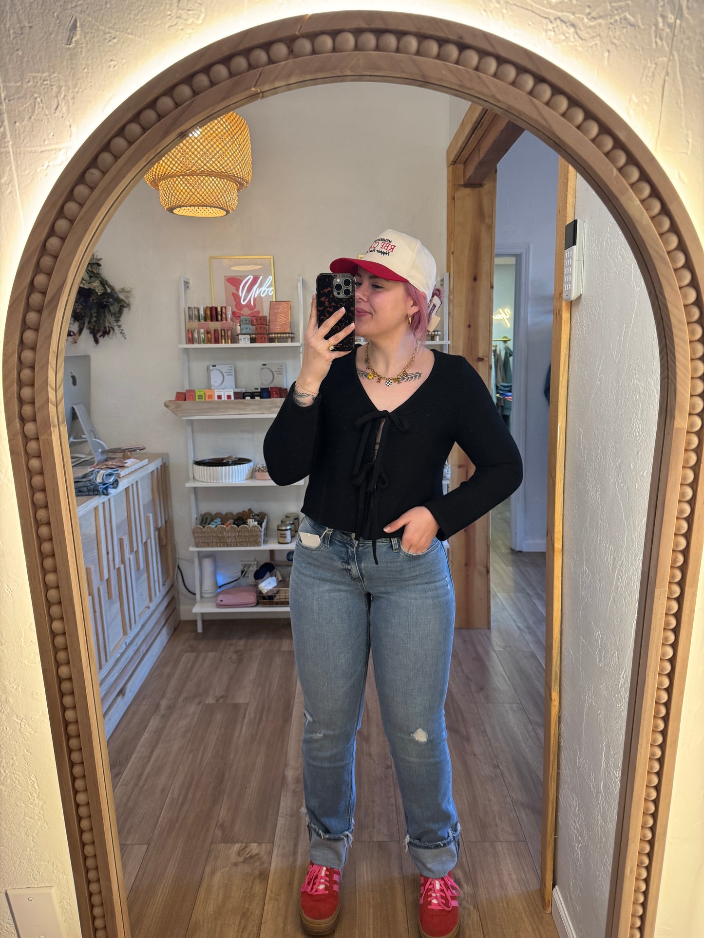 Mid Rise Cuffed Straight Leg Jeans