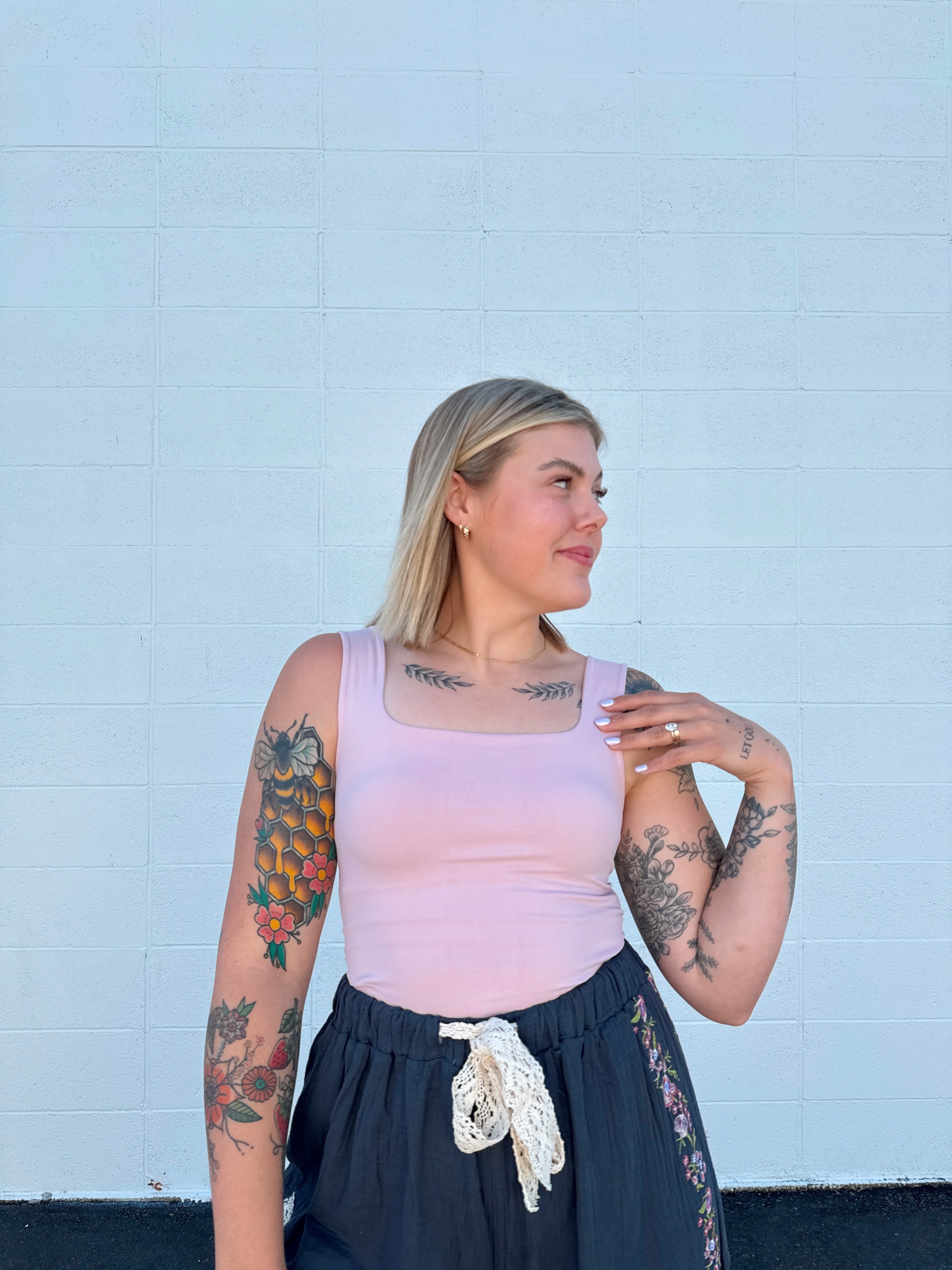 Double Lined Square Neck Tanks (Multiple Colors)