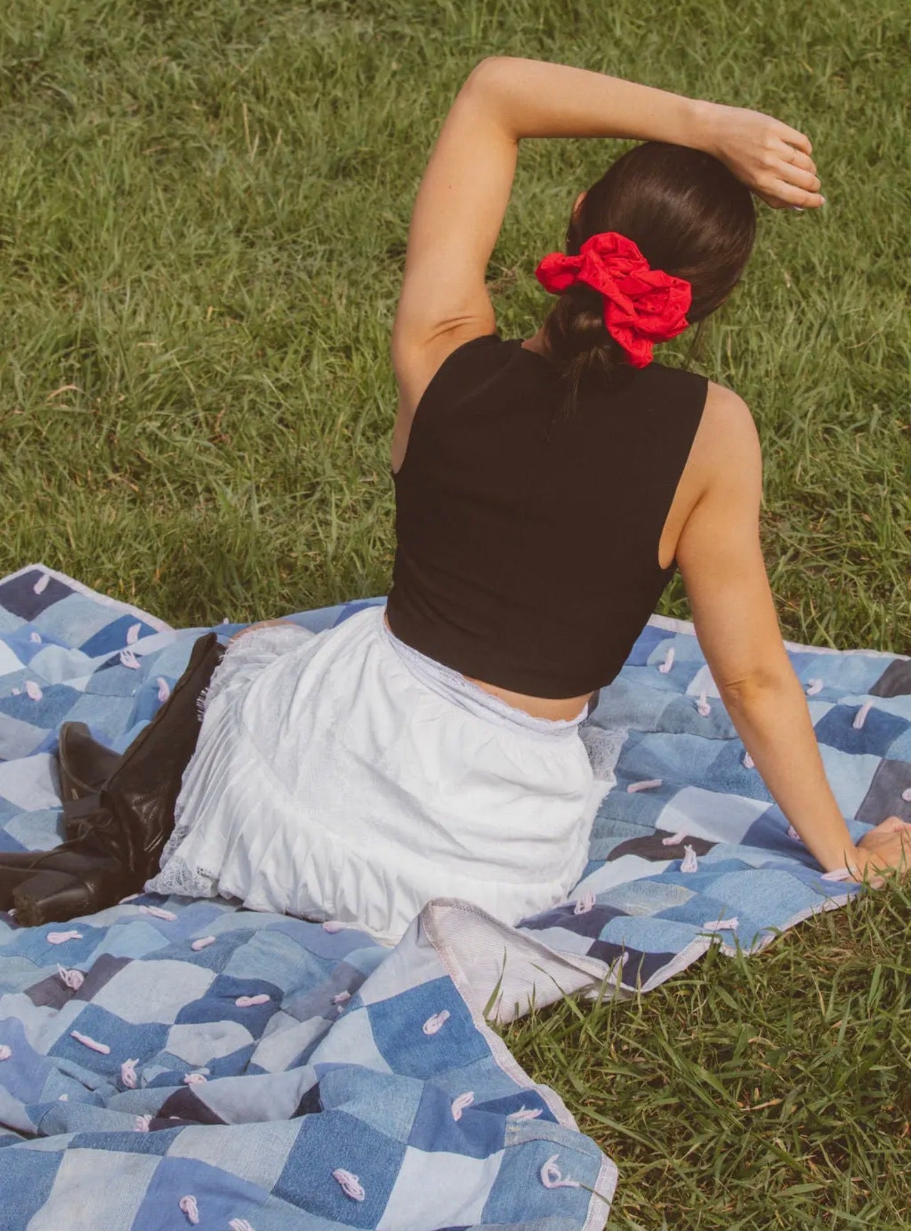 Red Eyelet Jumbo Scrunchie