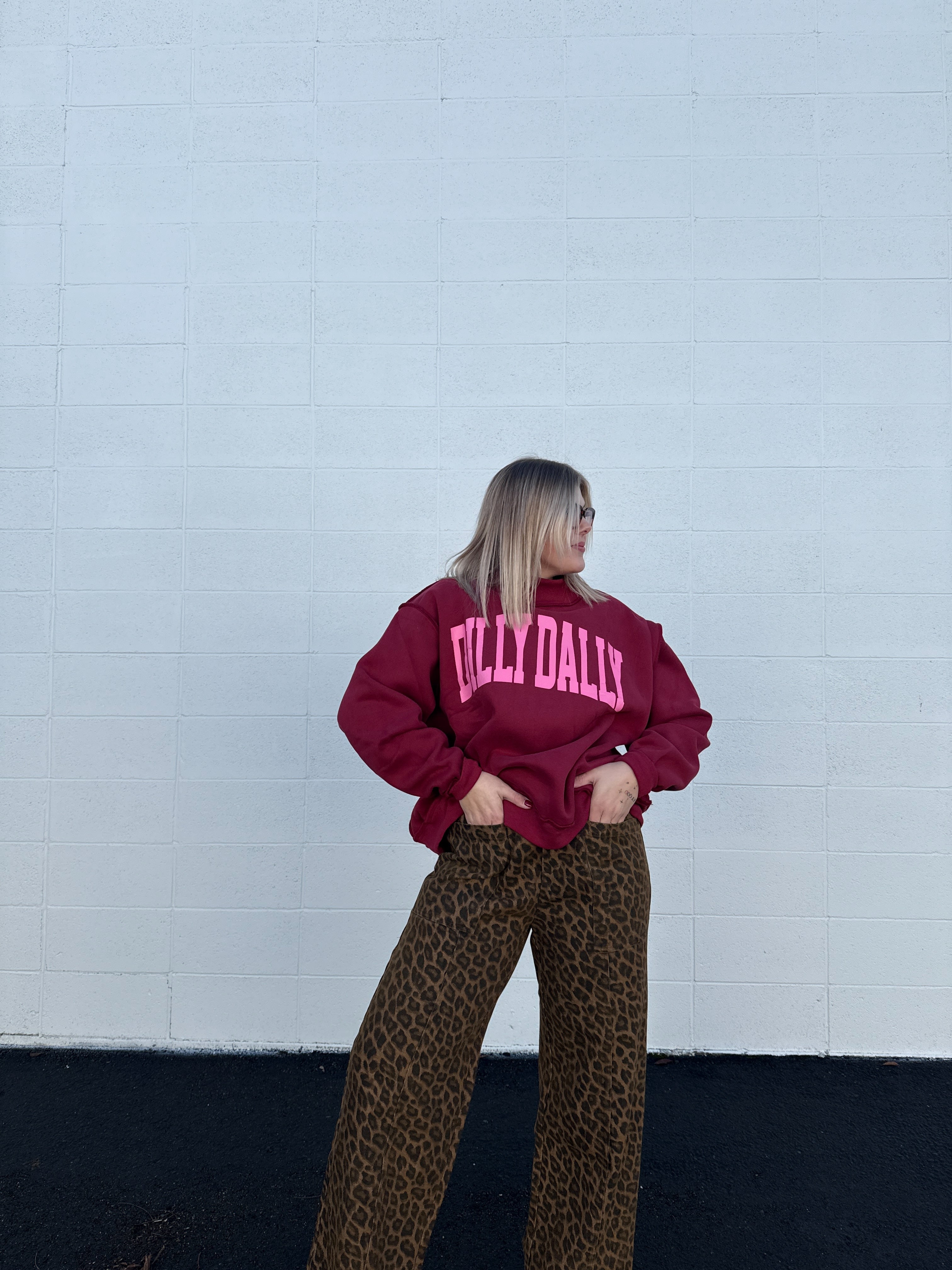Leopard Drawstring Denim Pants