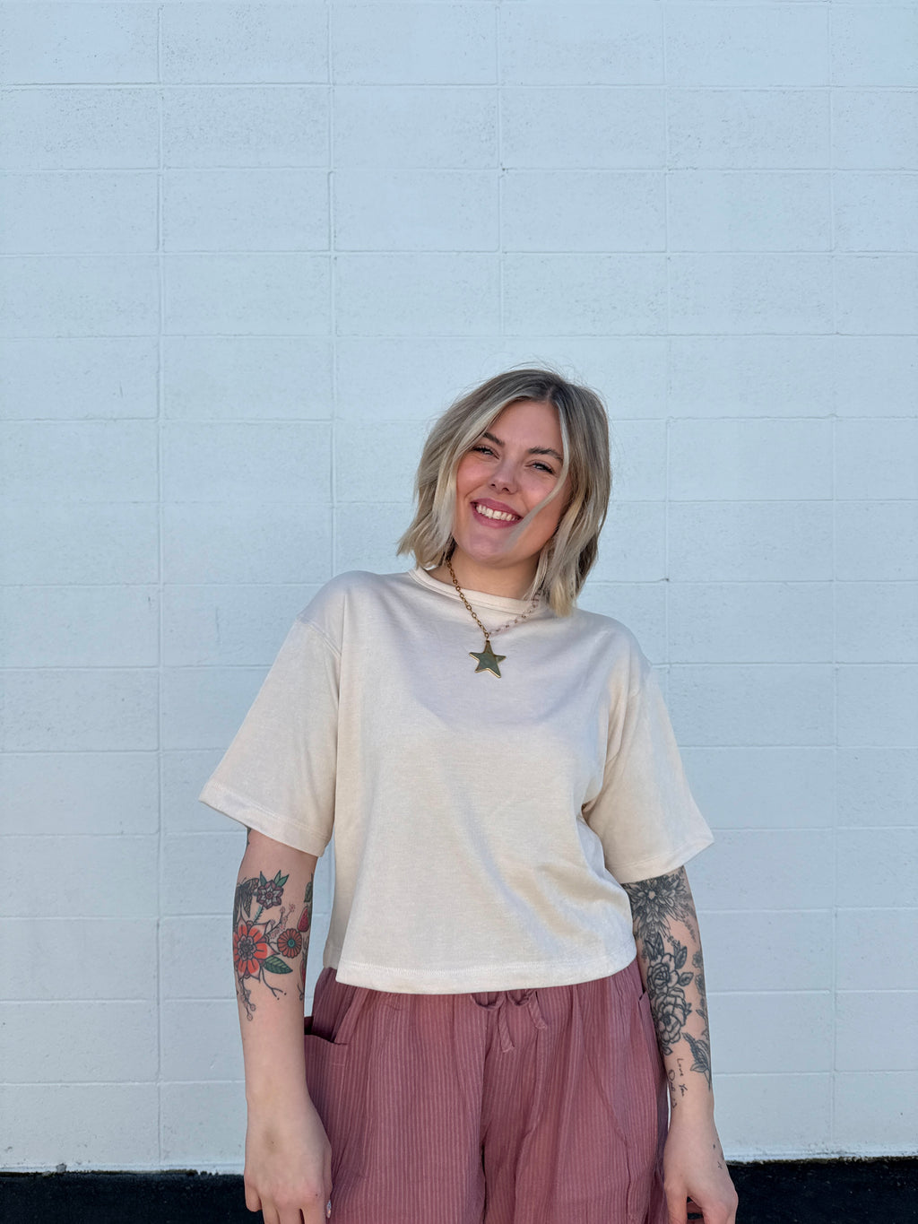 Creamy Core Crop Tee