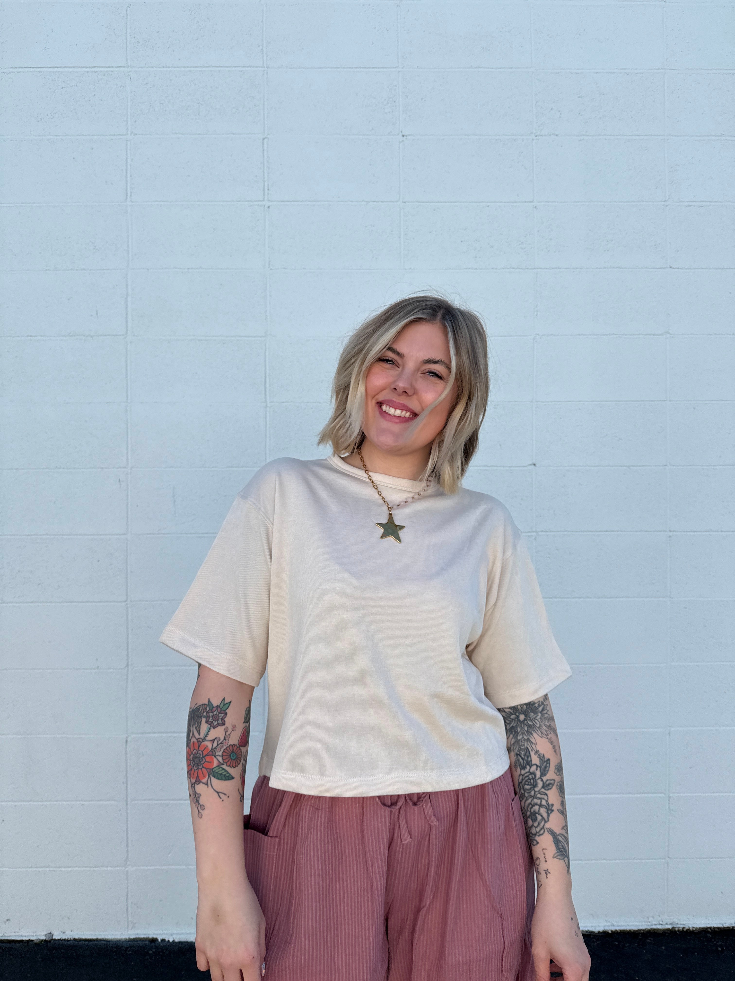 Creamy Core Crop Tee