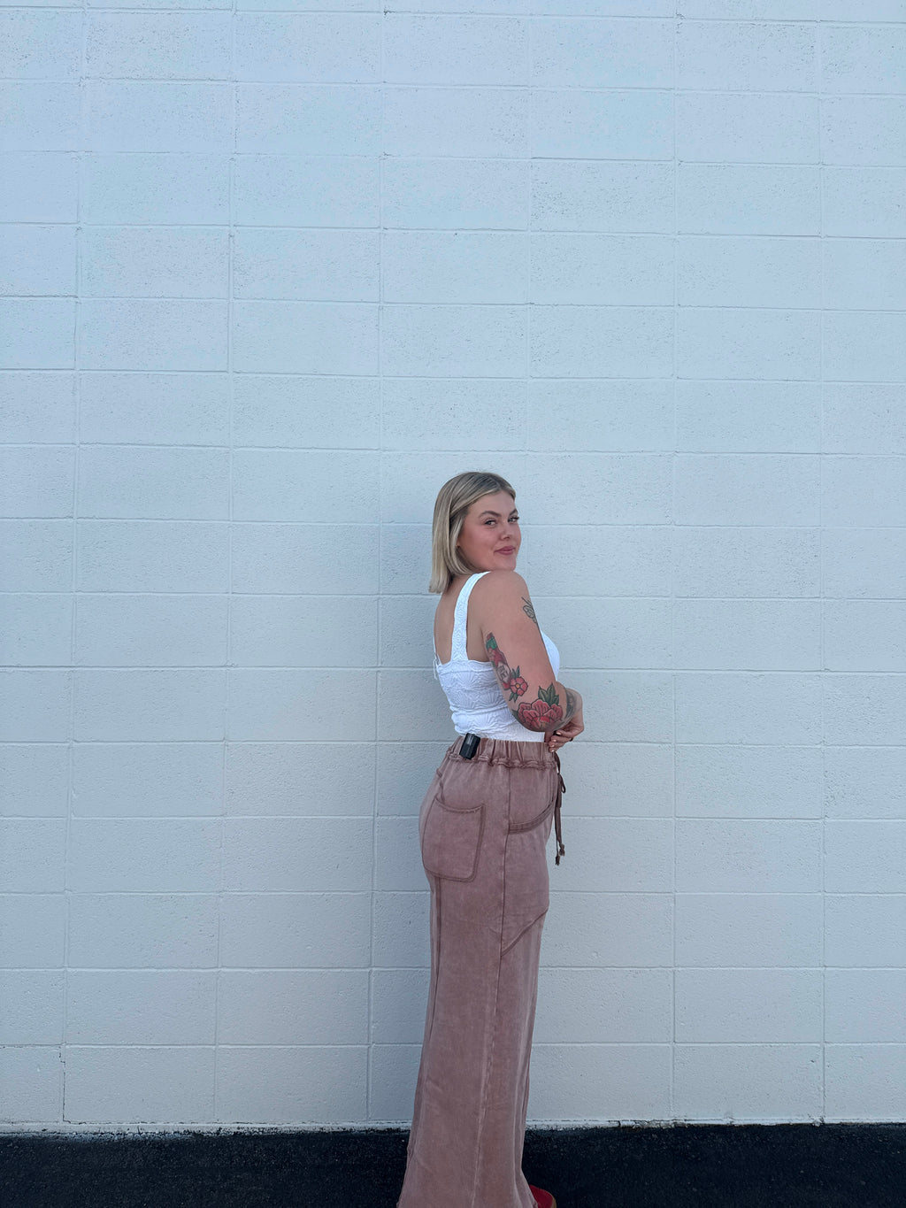 Mineral Wash Curved Seam Pants
