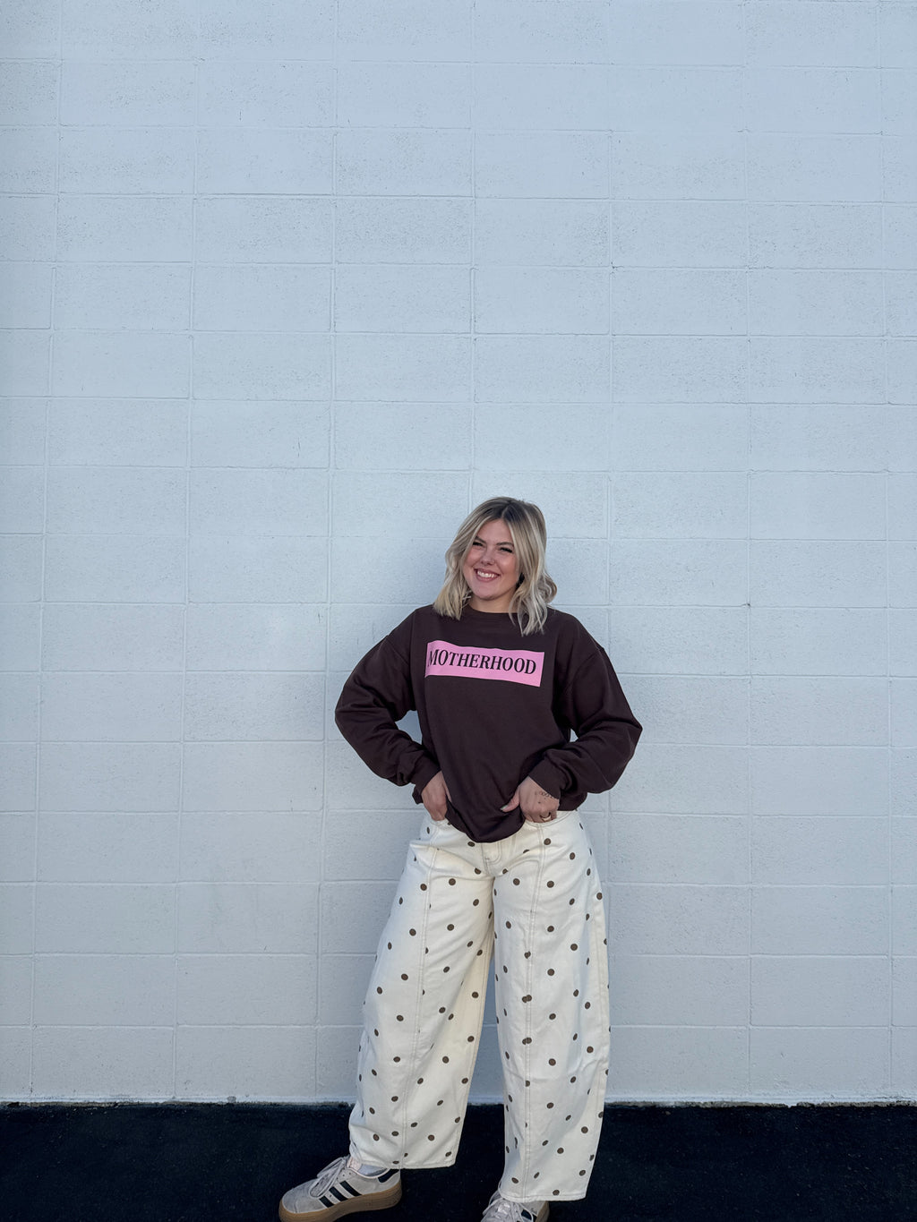 Mocha Dot Barrel Pants