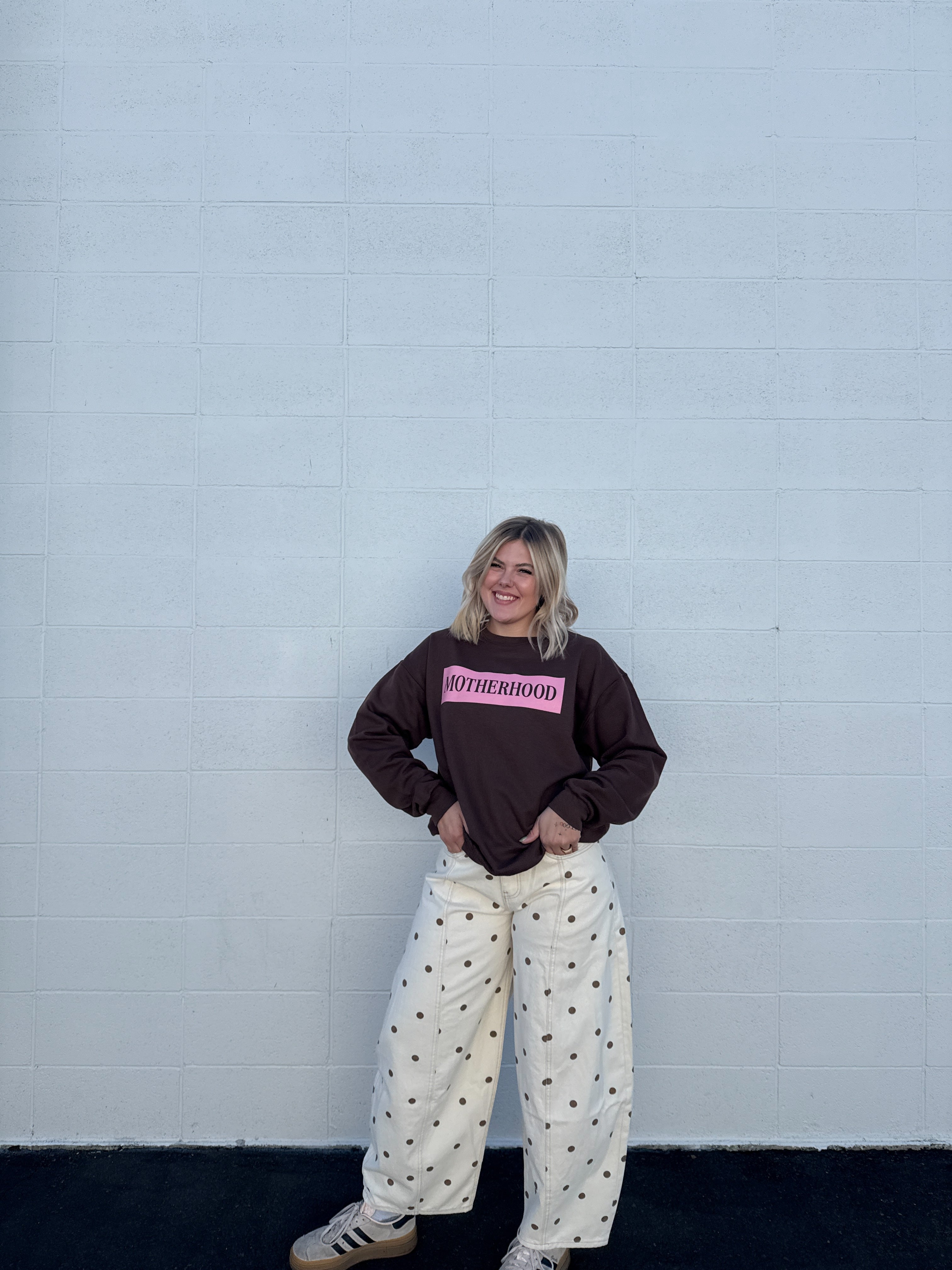 Mocha Dot Barrel Pants
