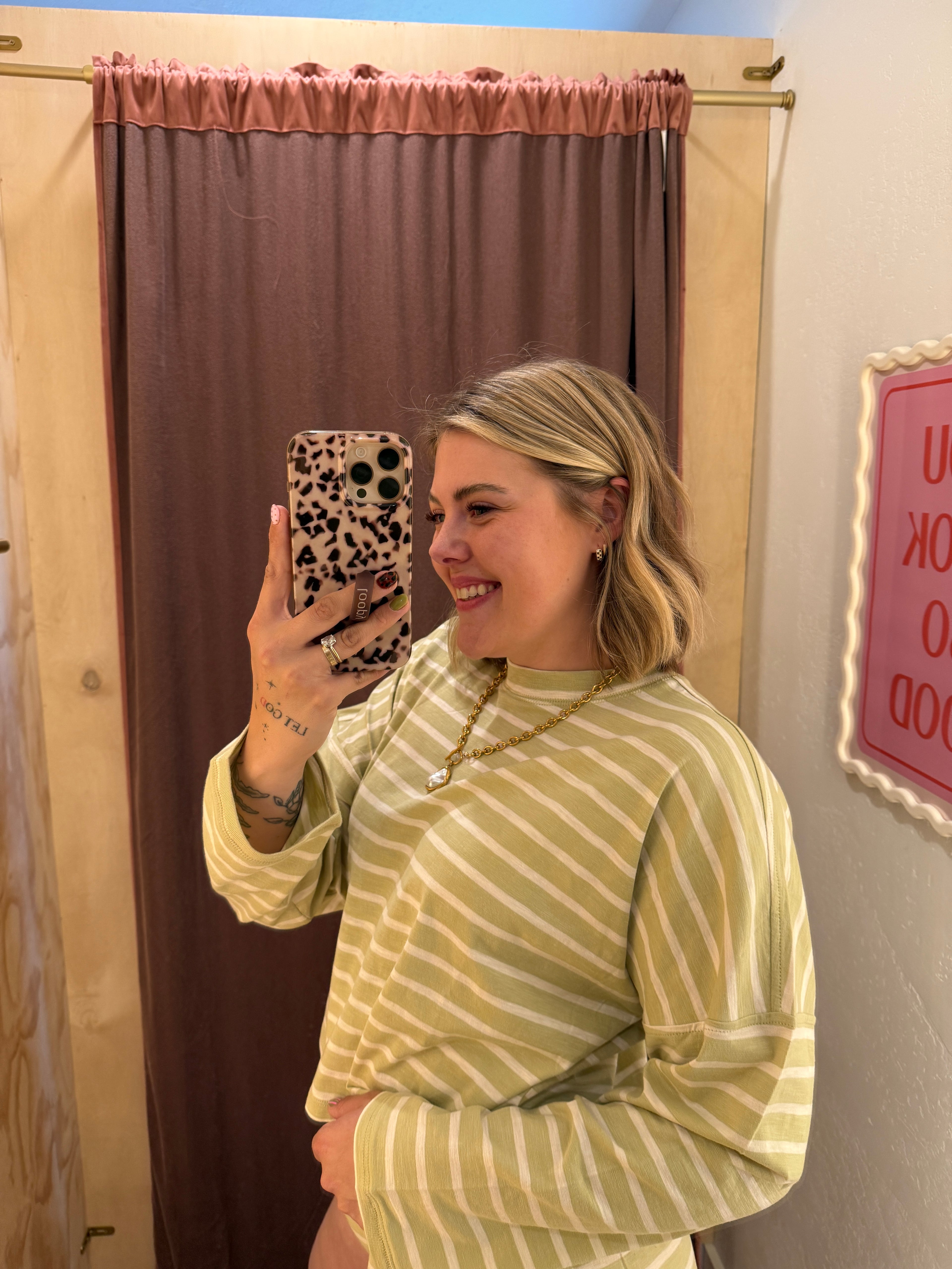 Matcha Mornings Striped Long Sleeve