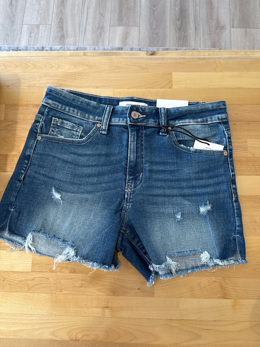 Mid Rise Dark Wash Denim Shorts