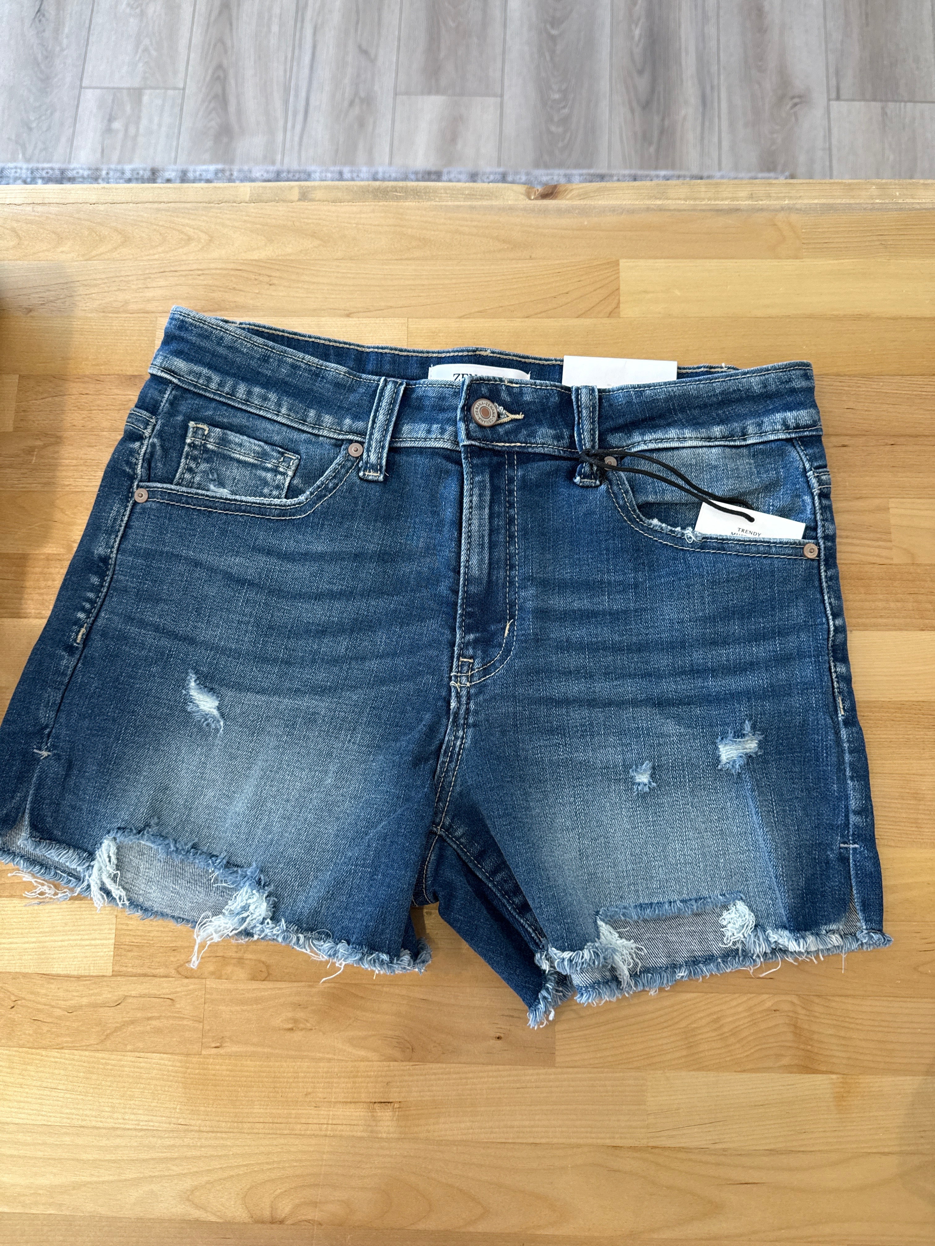 Mid Rise Dark Wash Denim Shorts