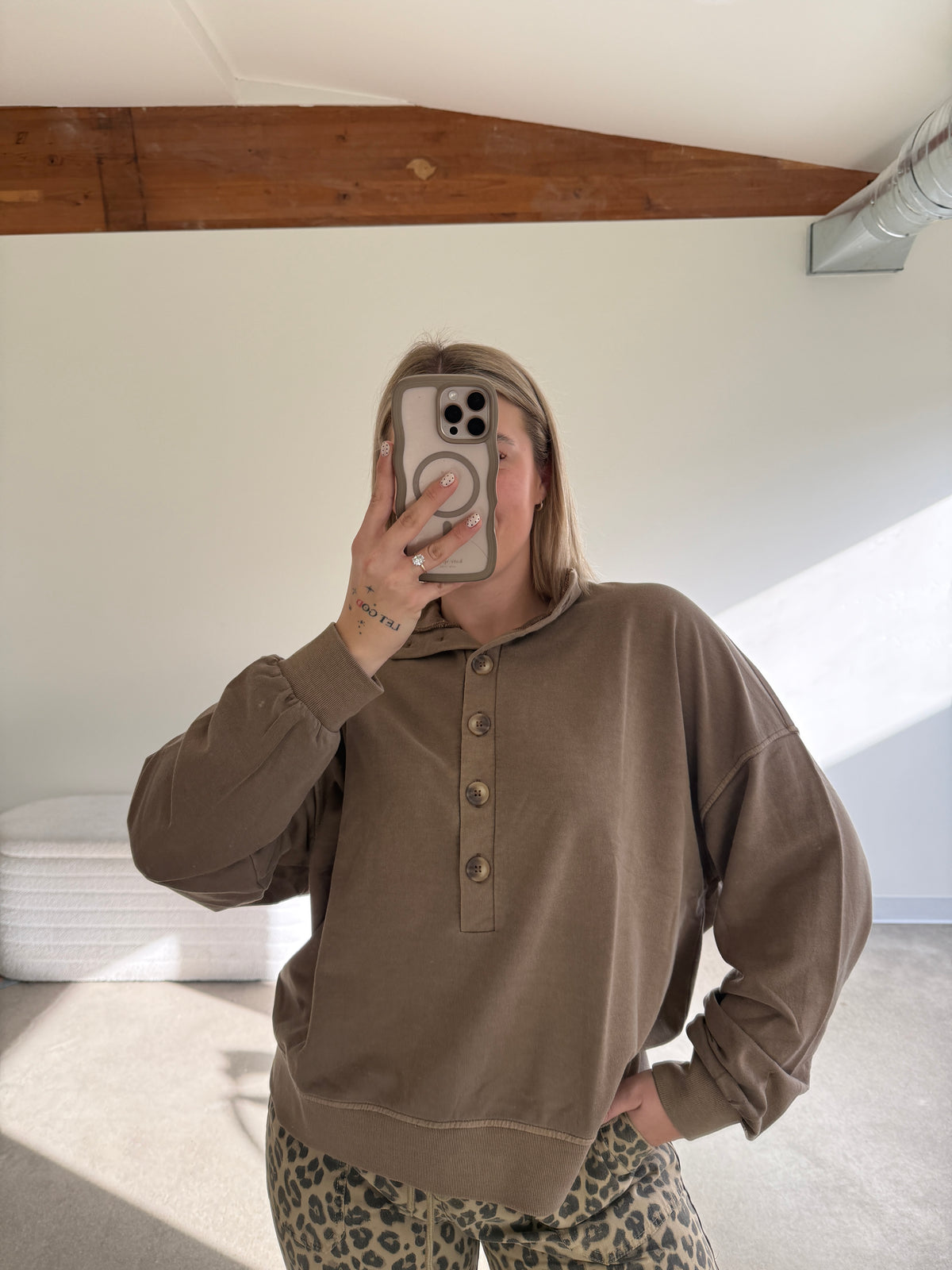 Mock Neck Henley Long Sleeve (Multiple Colors)