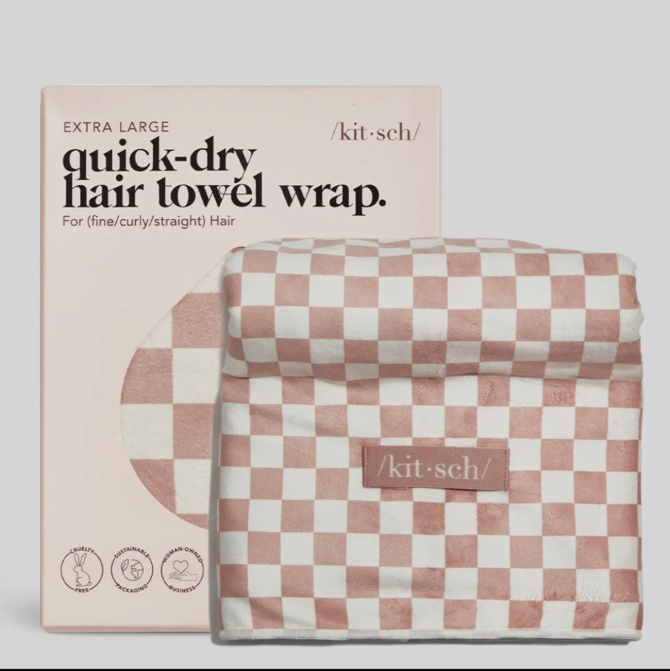 Kitsch XL Towel Wrap - Terracotta Checker