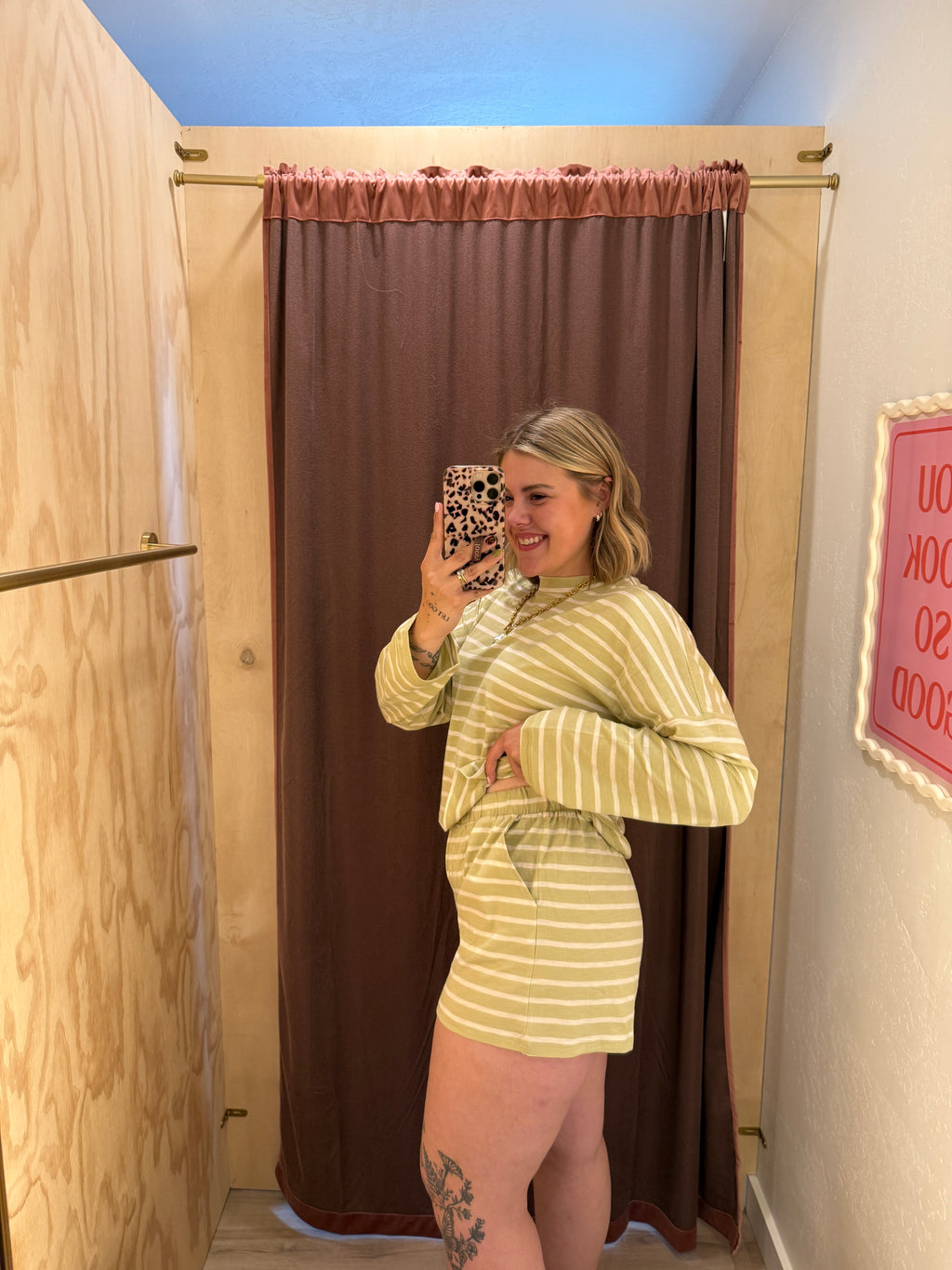 Matcha Mornings Striped Shorts
