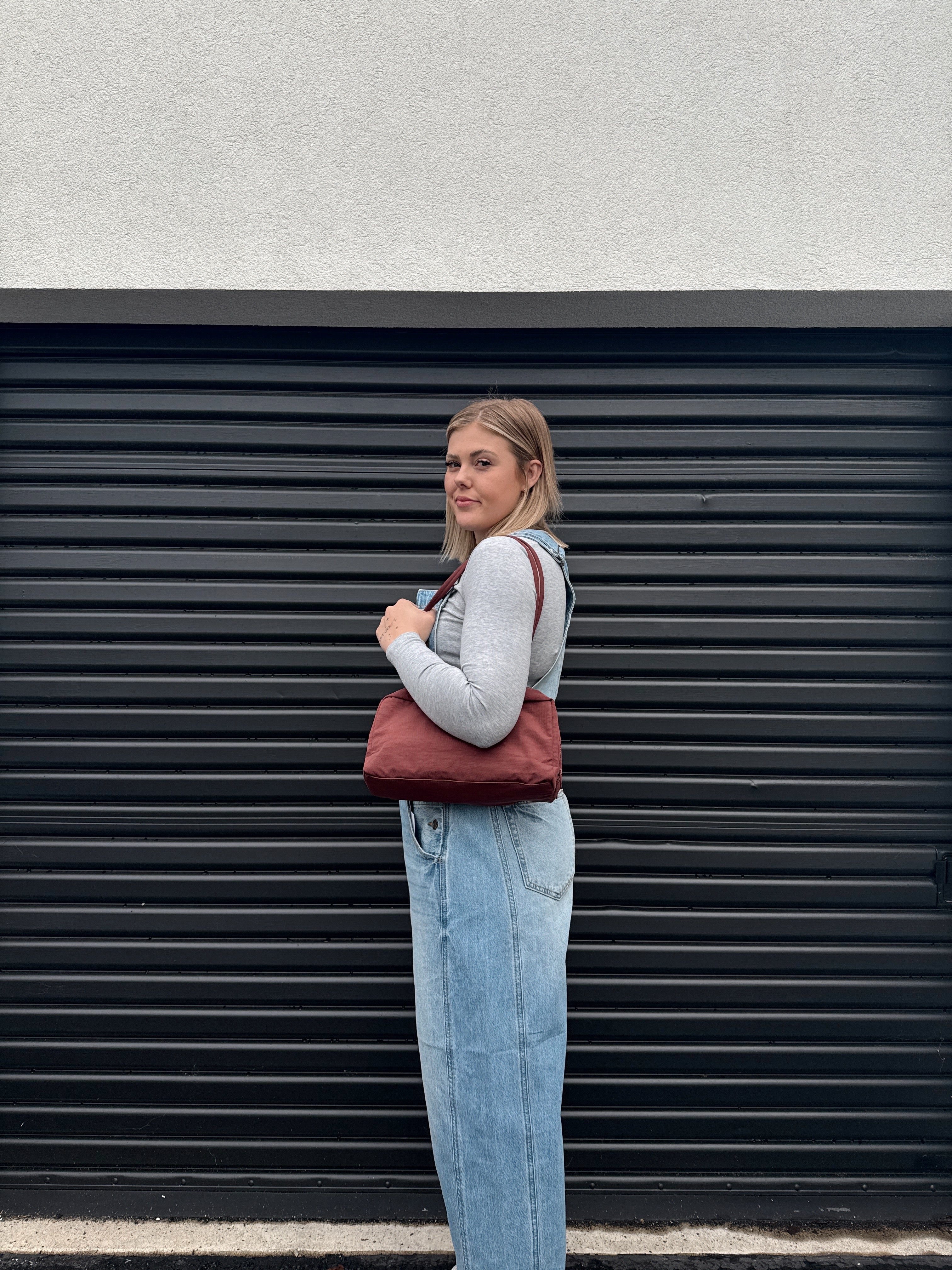 Mid Waisted Denim Barrel Overalls
