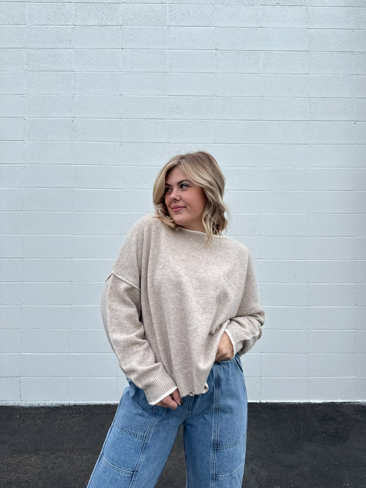 Cold Shoulder Sweater - Oatmeal