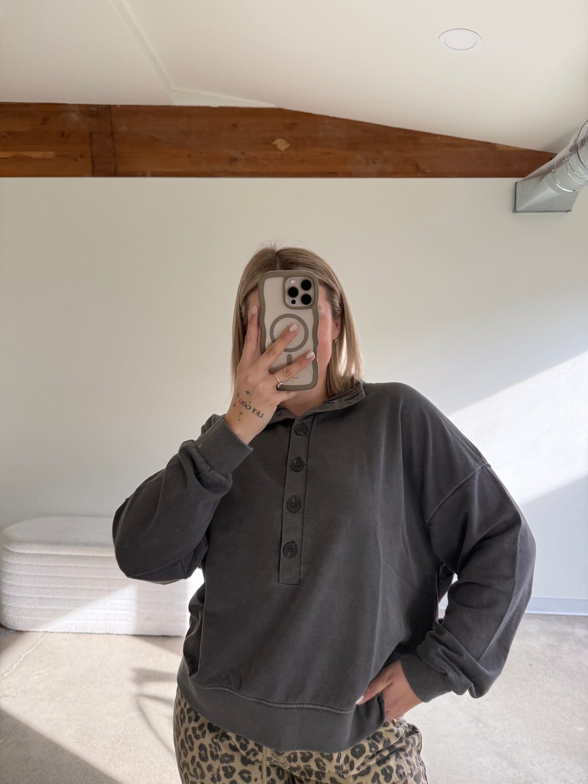 Mock Neck Henley Long Sleeve (Multiple Colors)