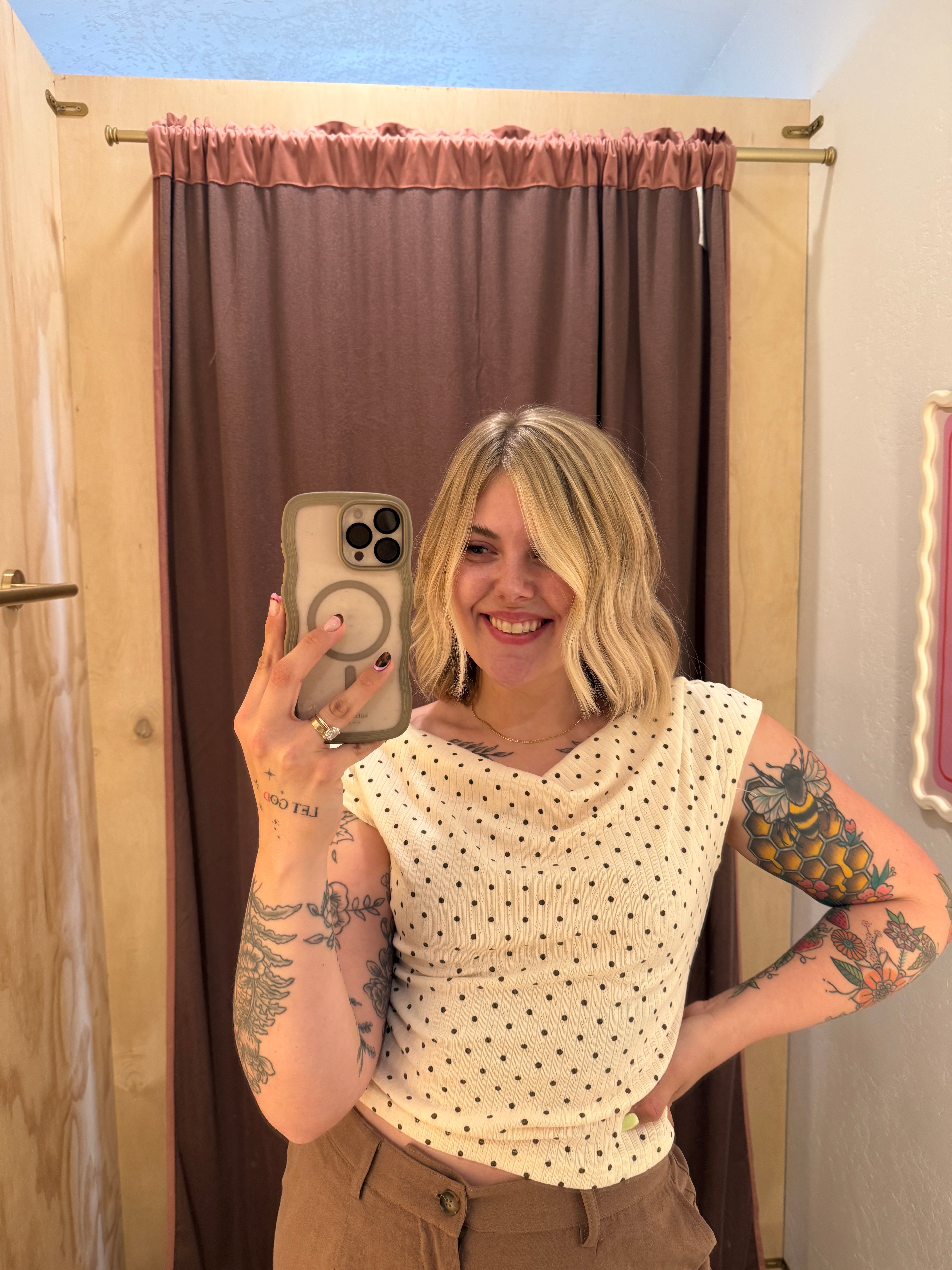 Cold Shoulder Dottie Top