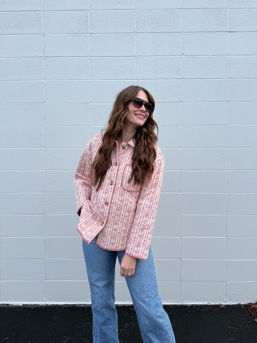 All in Pink Quilted Striped Jacket