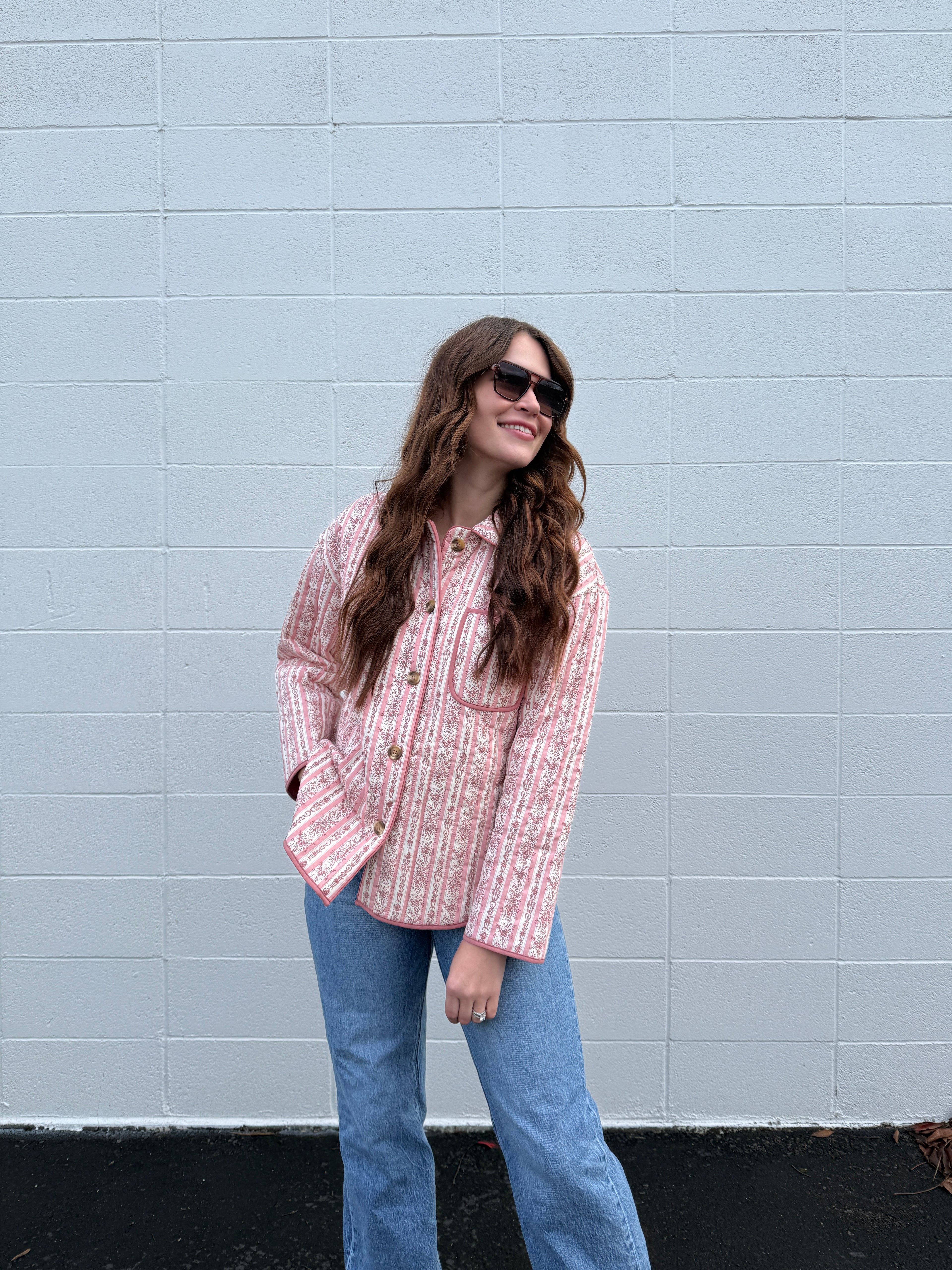 All in Pink Quilted Striped Jacket