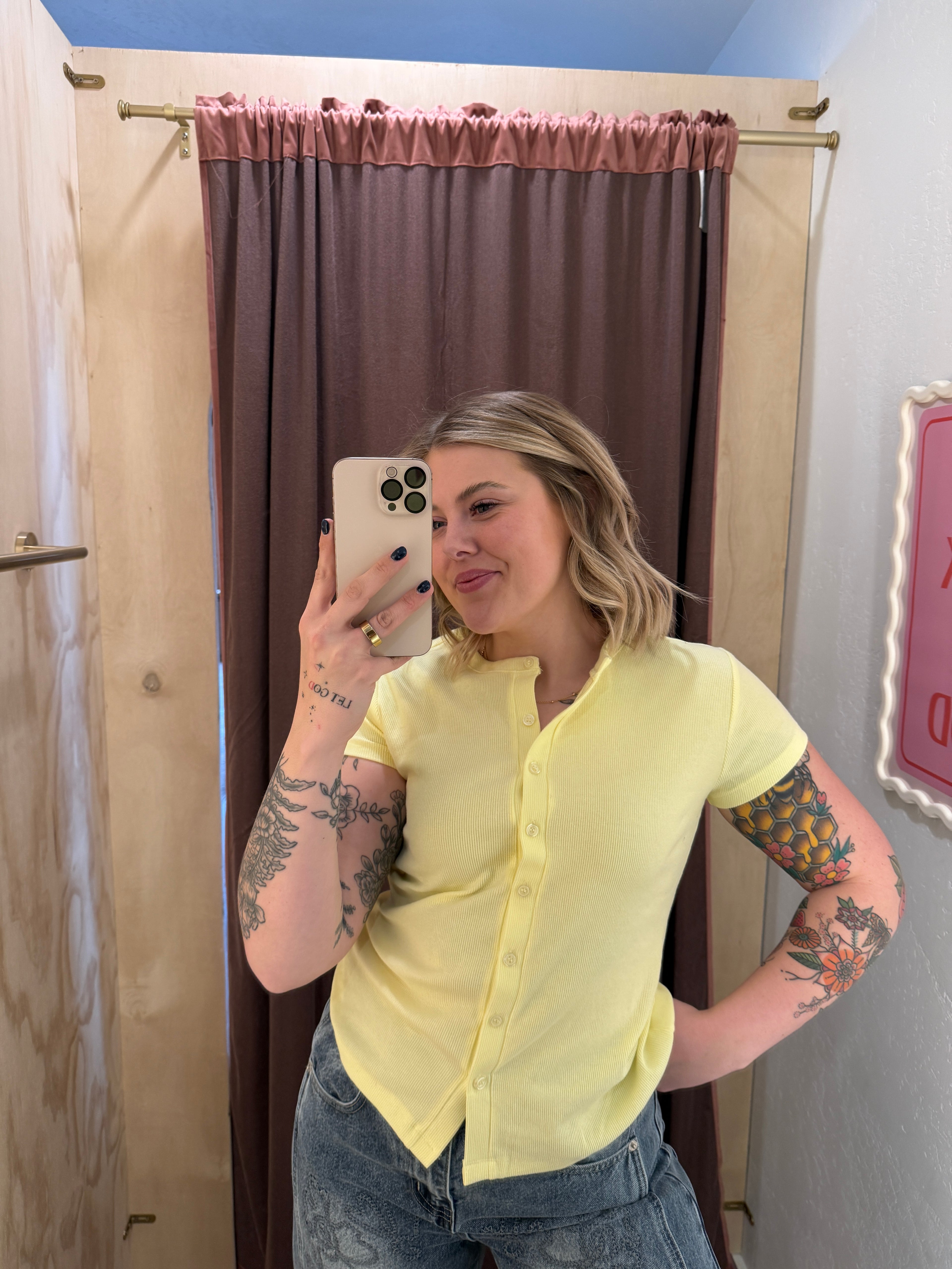 Ribbed Button Down Tees (multiple colors)