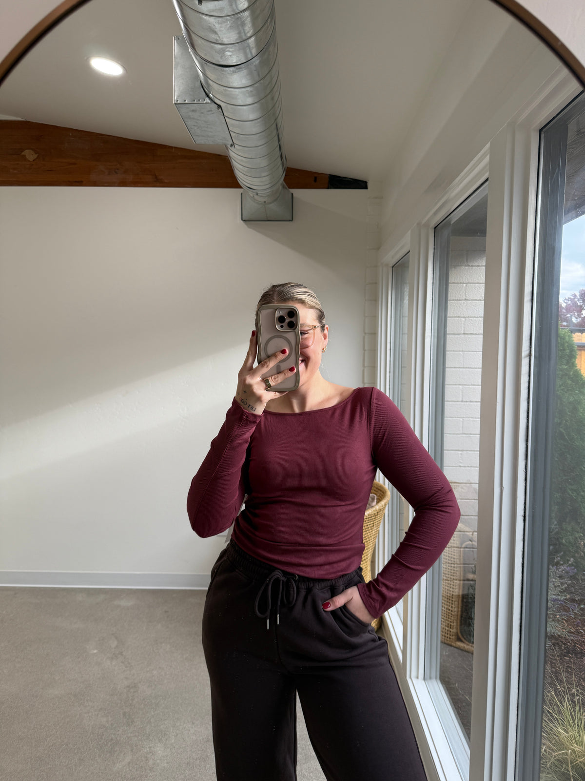 Barely There Boat Neck Long Sleeve