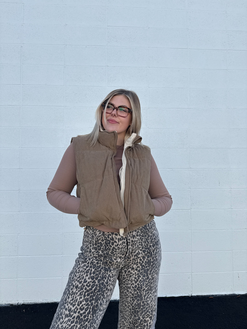 Cookie Butter Corduroy Puffer Vest