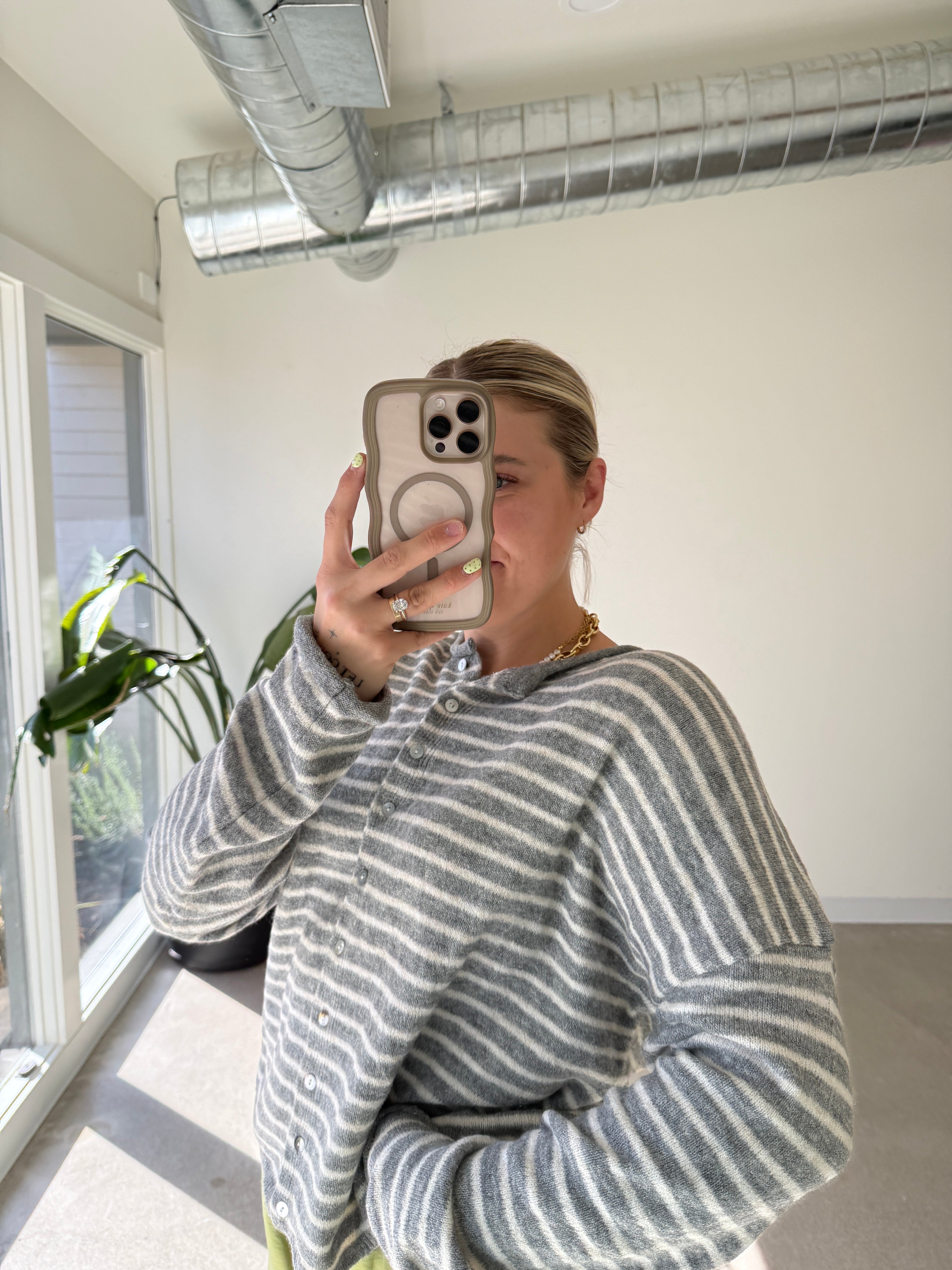Chilly Mornings Striped Button Down Sweater (Multiple Colors)