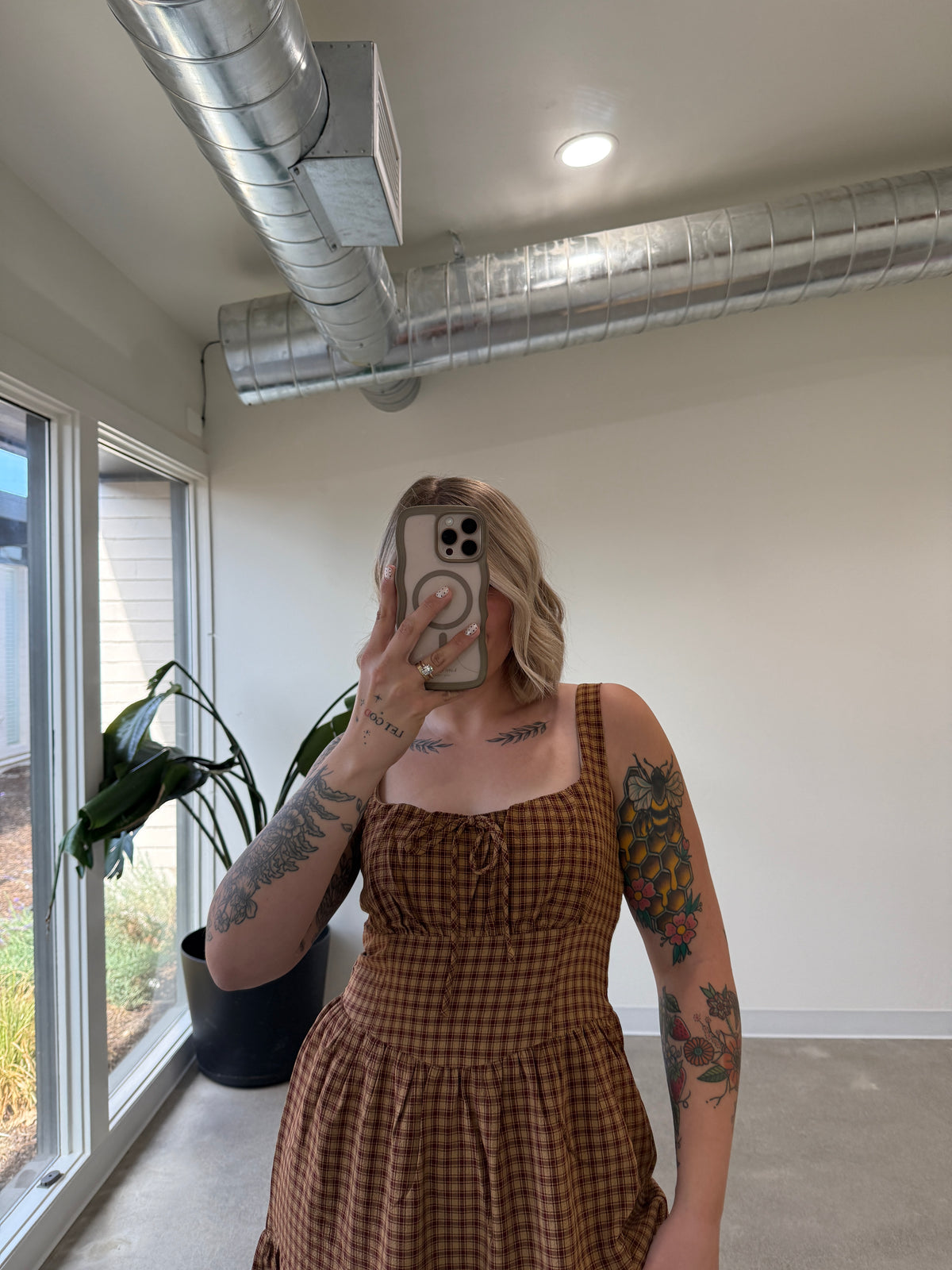 Harvest Plaid Midi Dress