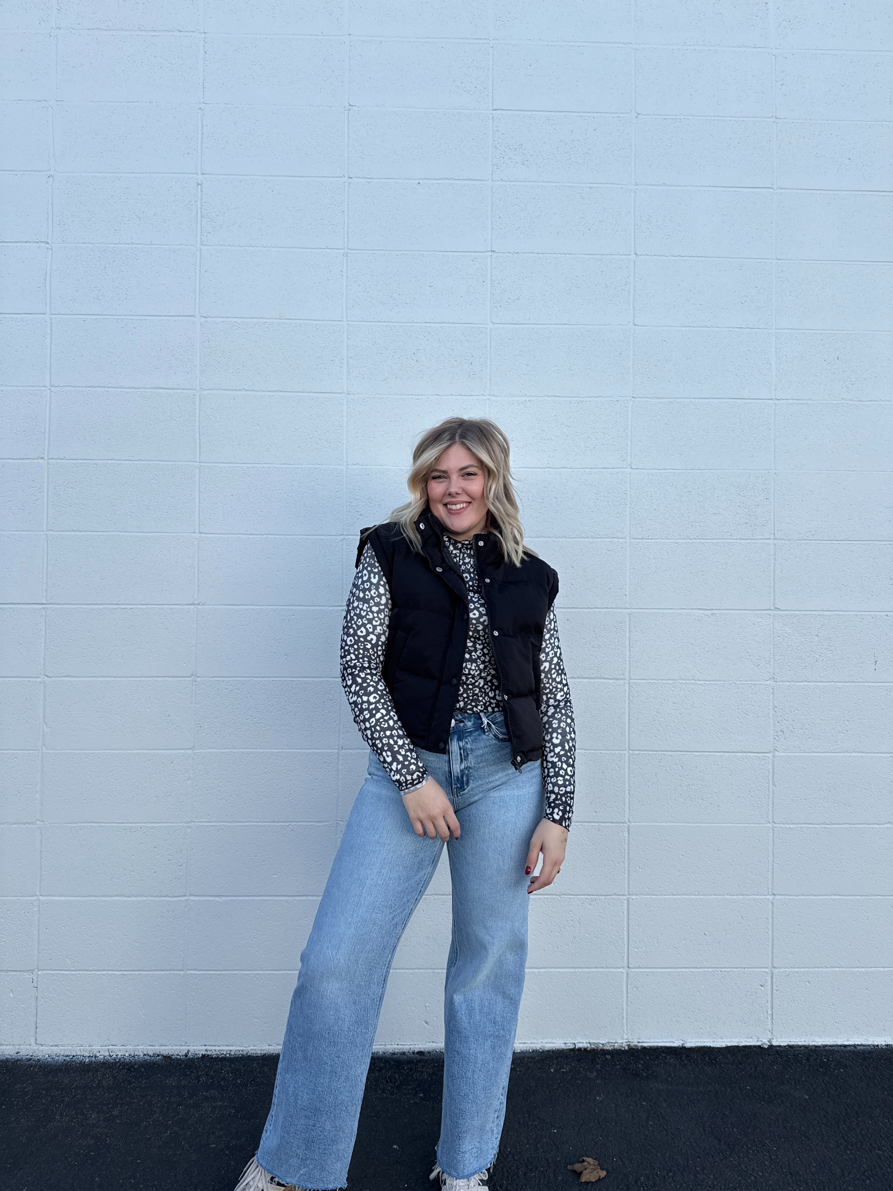 Animal Print Lettuce Edge Mesh Top (multiple colors)