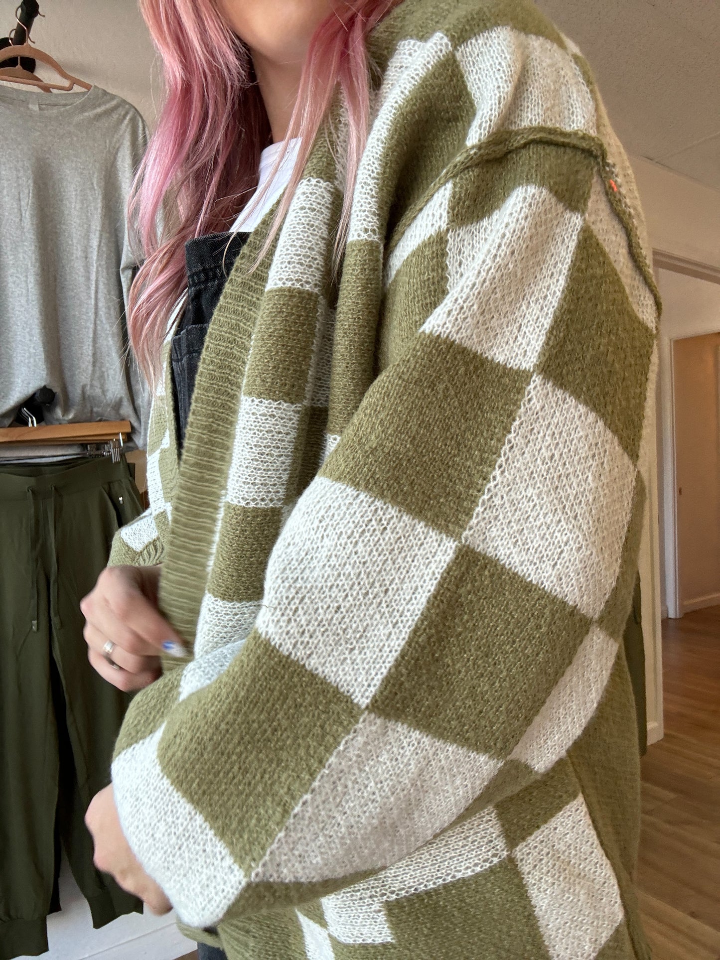 Matcha Season Checker Cardigan