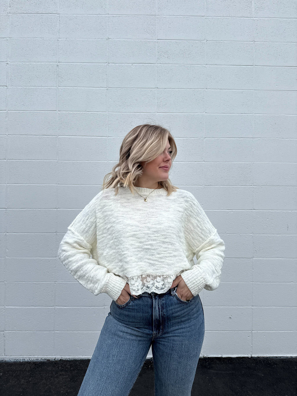 Dainty Lace Trimmed Sweater